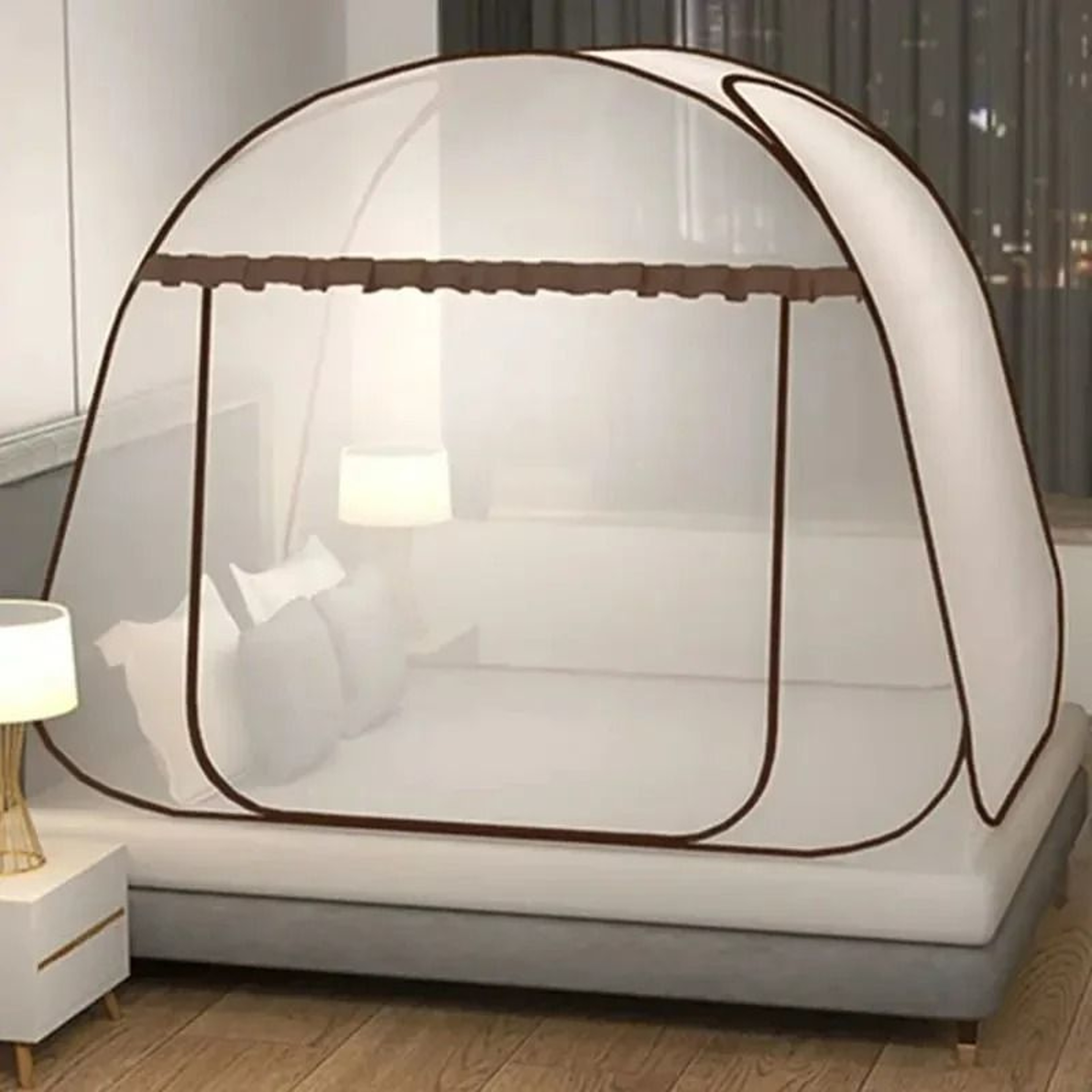 EasyNest Foldable Yurt Mosquito Net Installation Free Square Top Bed Canopy 5