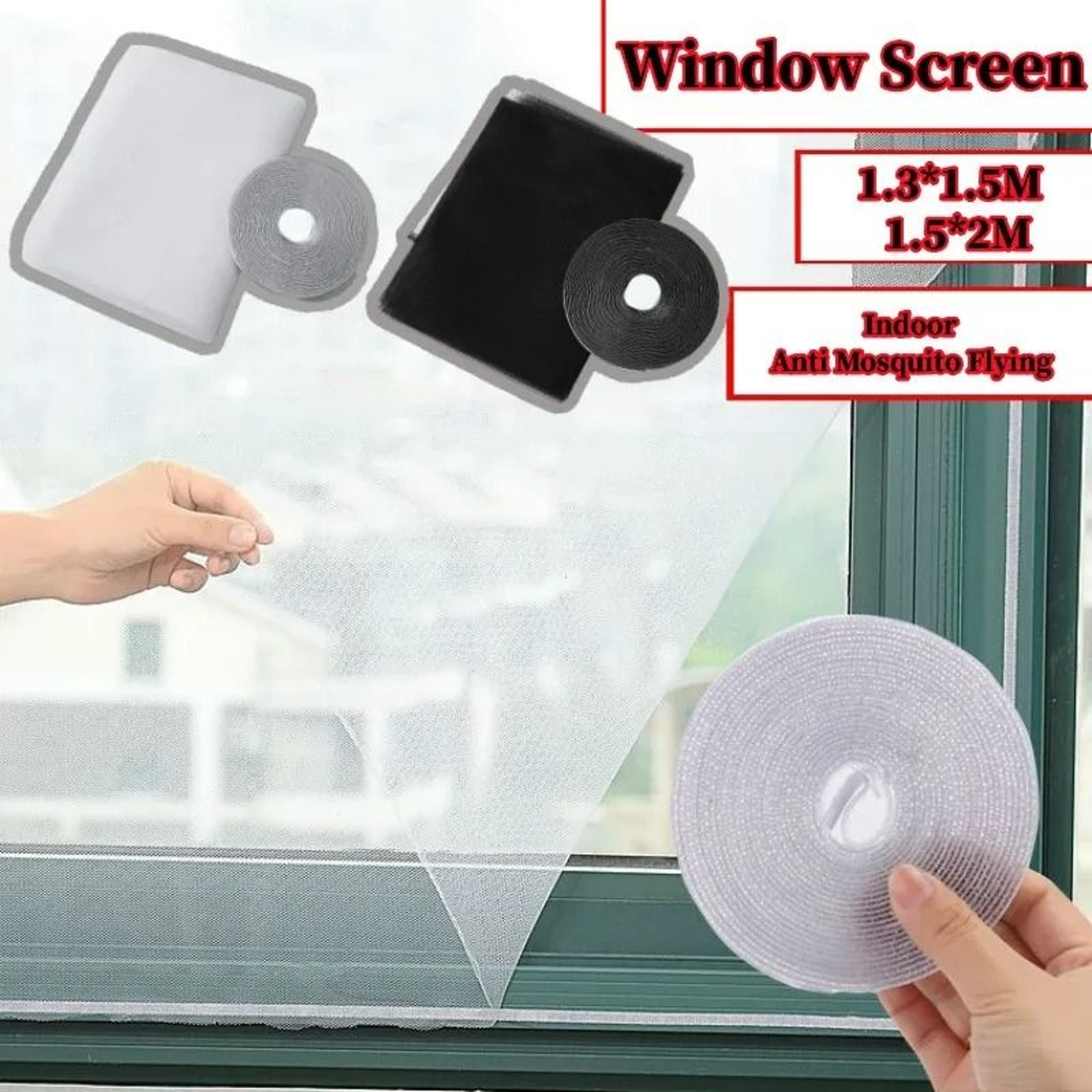 AirGuard DIY Self Adhesive Mosquito Window Screen Mesh With Tape 1