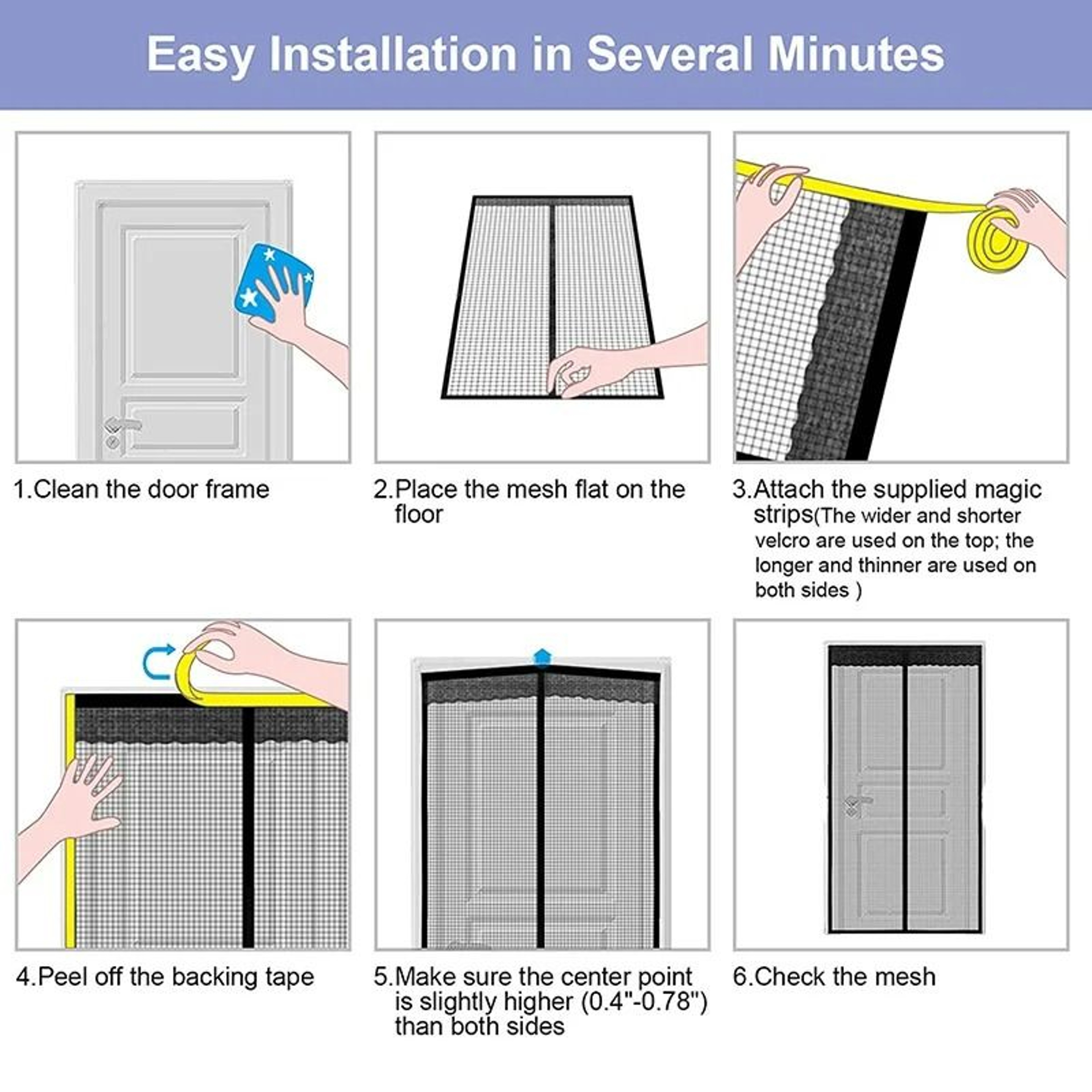 SnapShield Tool Free Magnetic Screen Door Automatic Closing Mosquito Mesh Curtain 5
