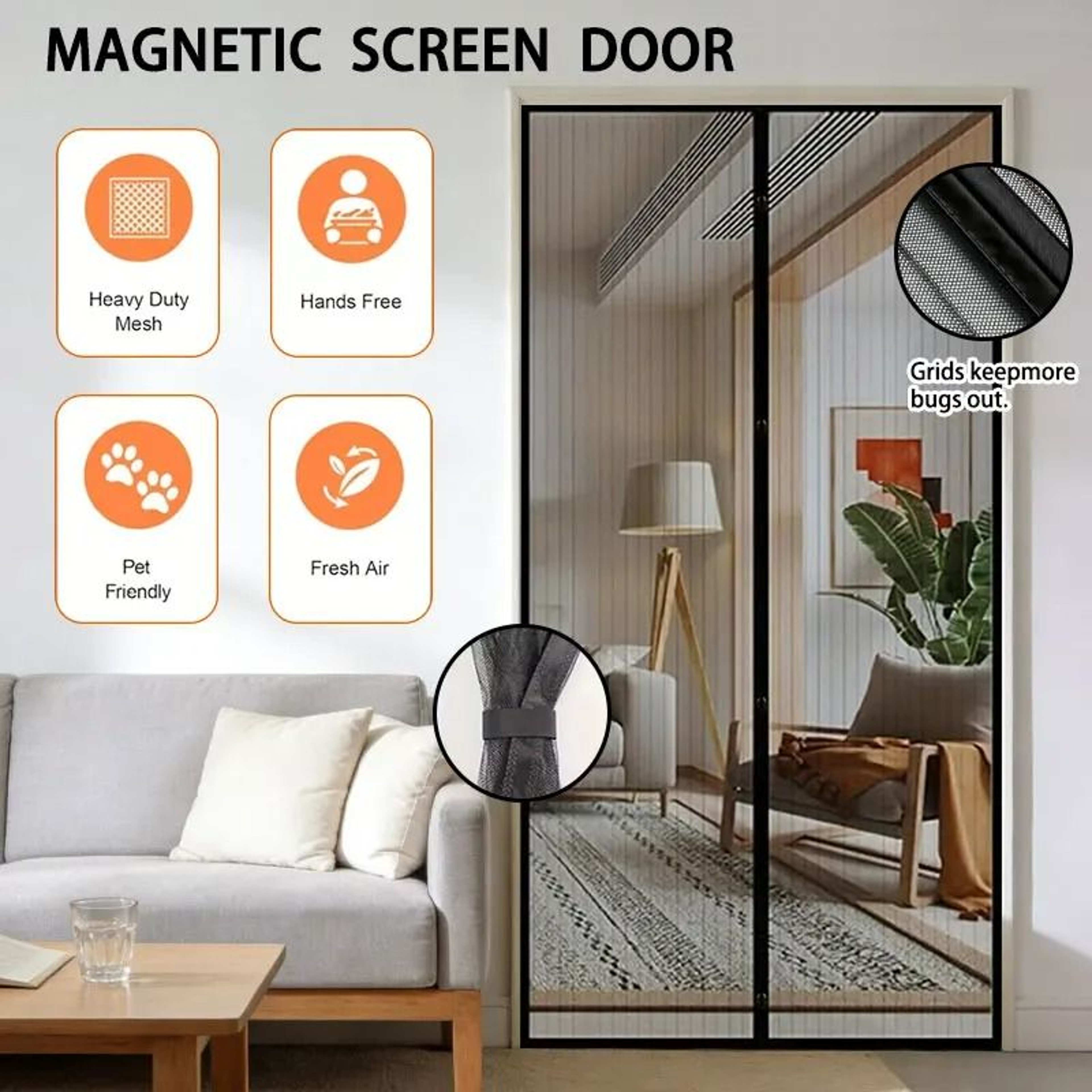 Elegant Embroidered Magnetic Mesh Door Curtain 0