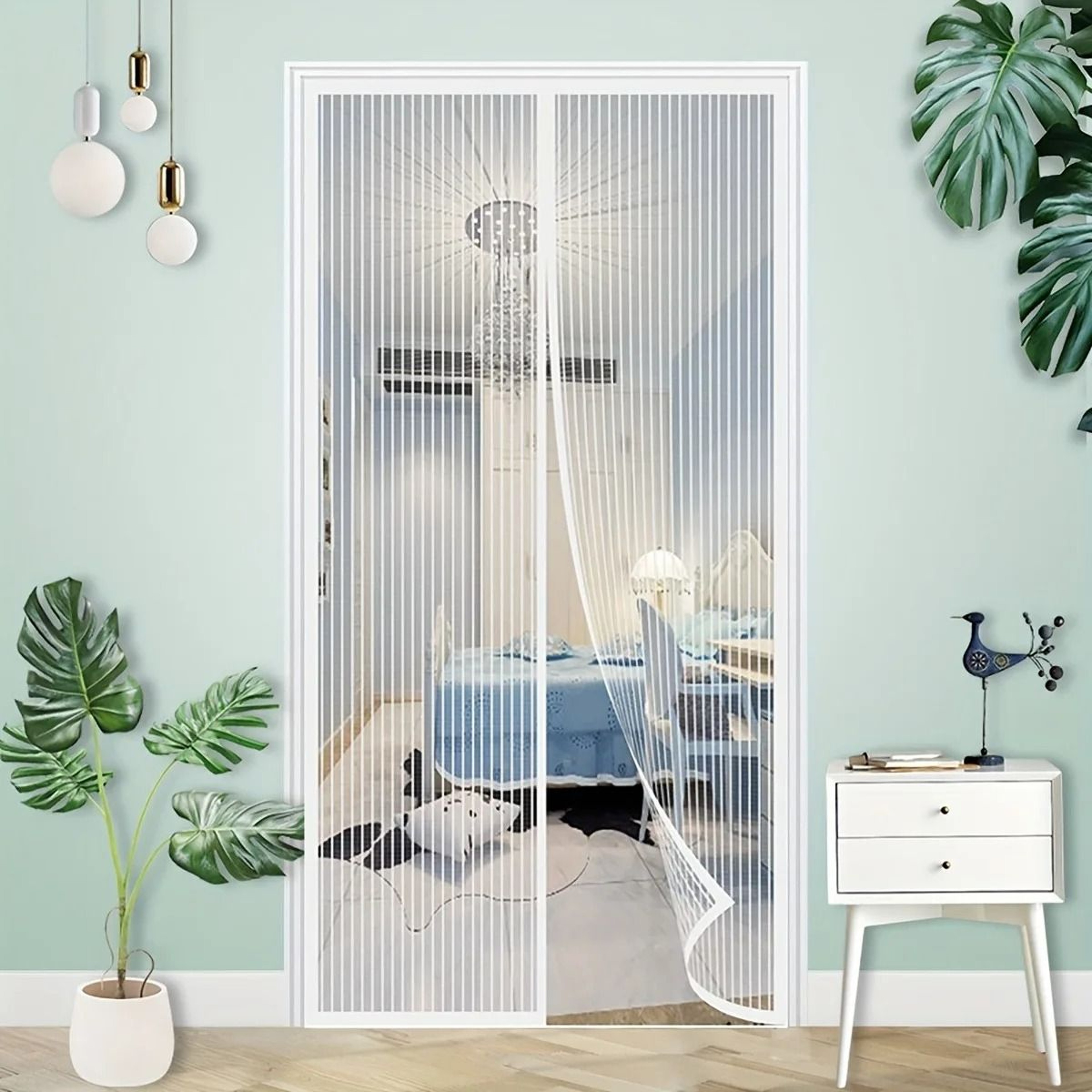 Elegant Embroidered Magnetic Mesh Door Curtain 5