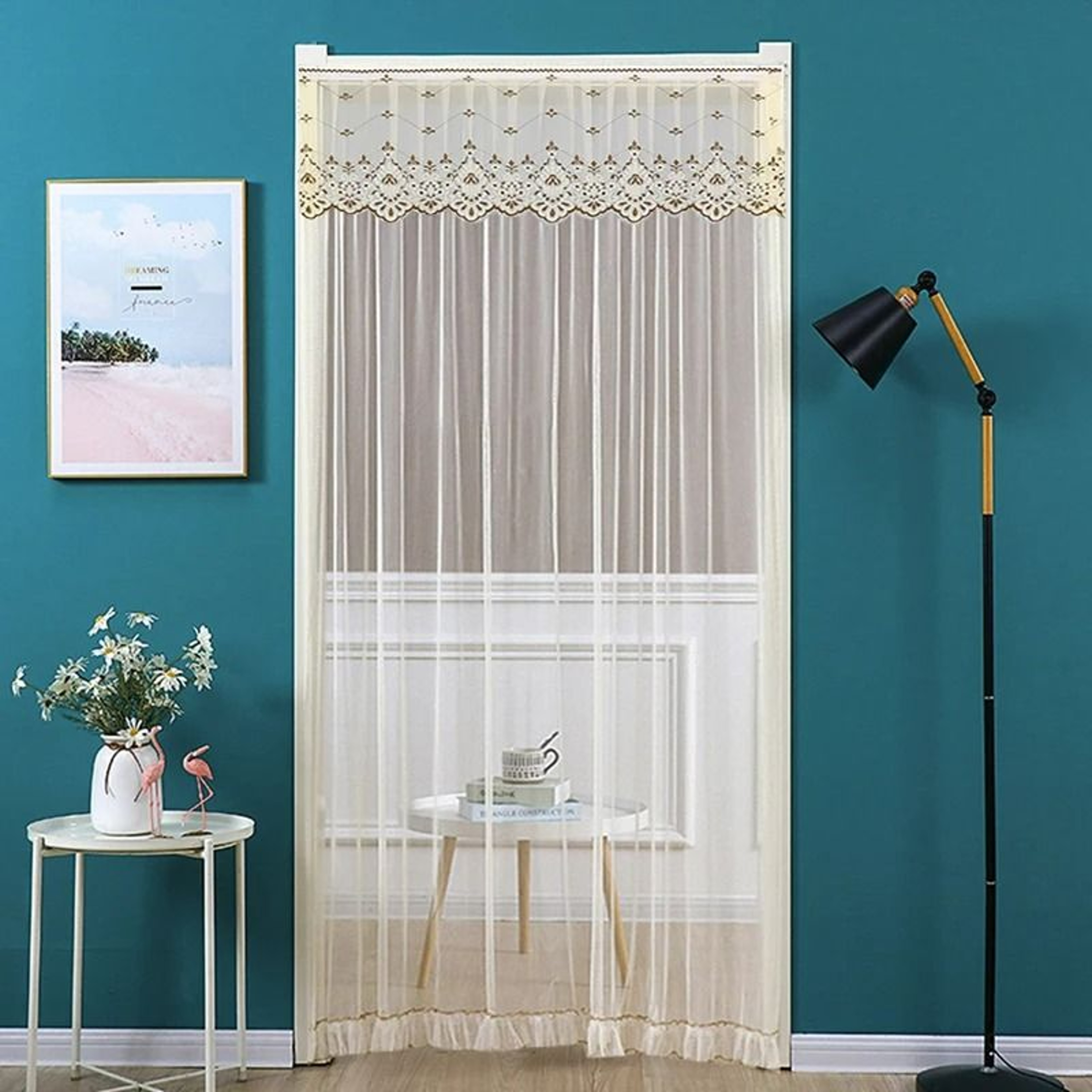Decorative Lace Insect Screen Door Curtain 0