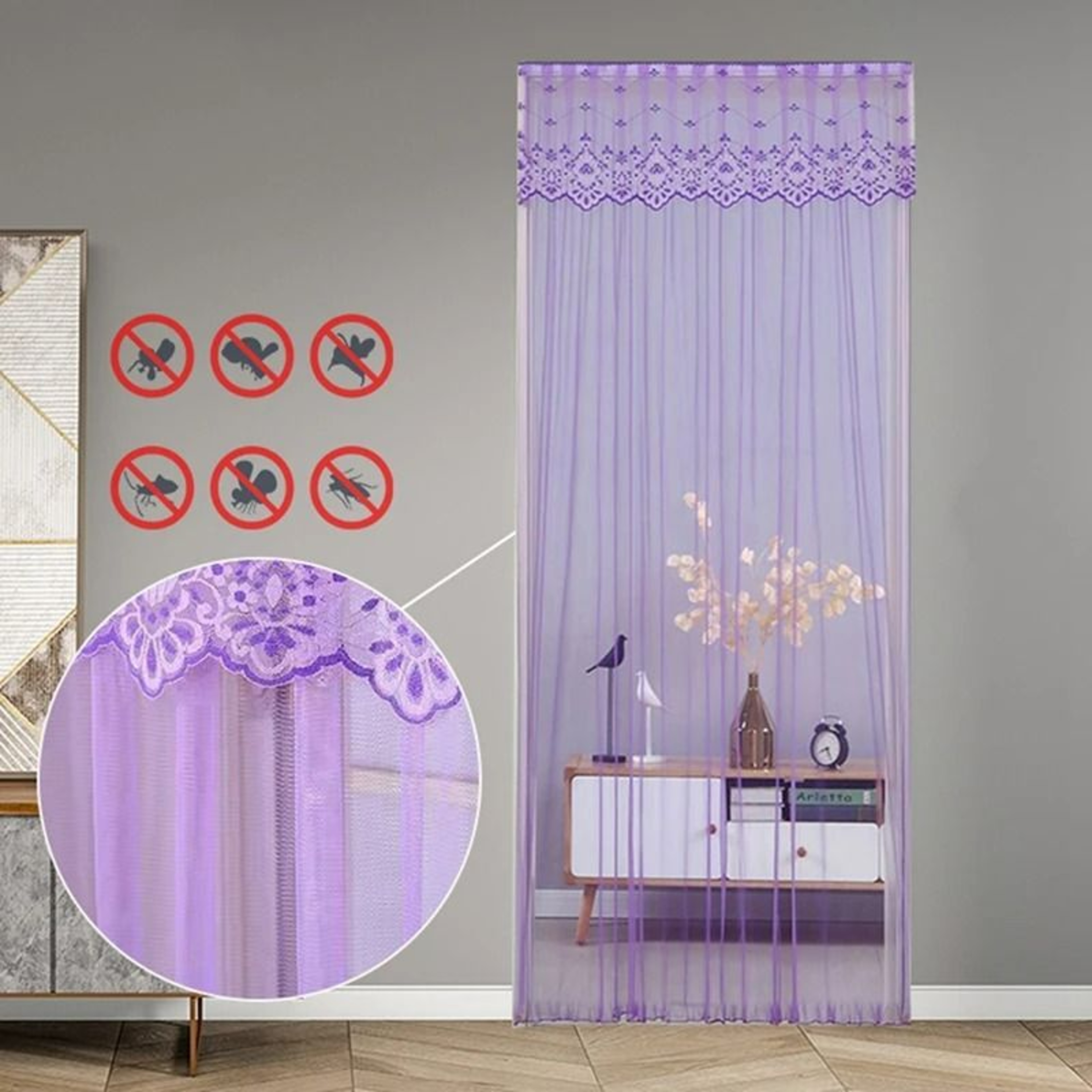 Decorative Lace Insect Screen Door Curtain 3