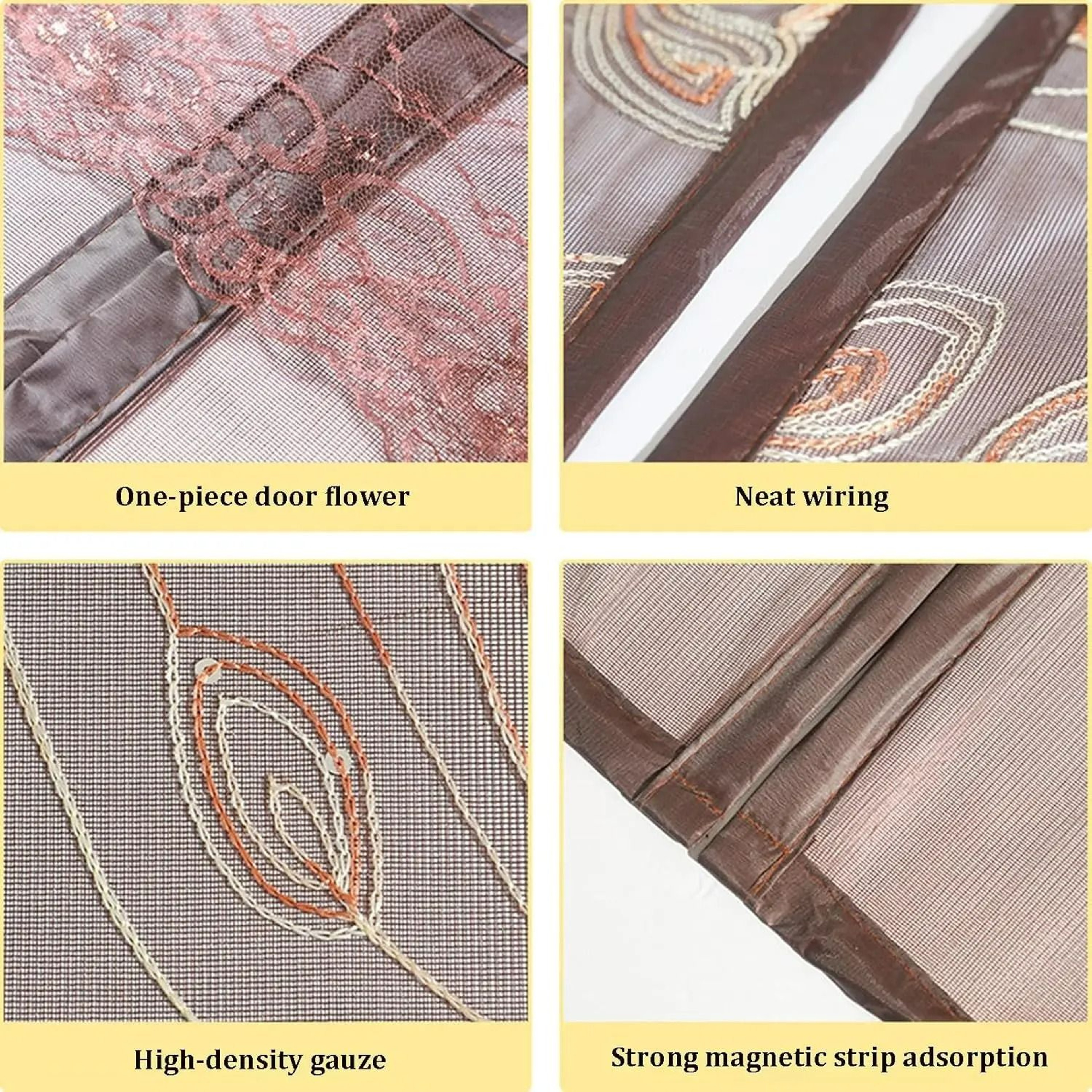 Brown Automatic Closing Magnetic Mesh Door Curtain 4