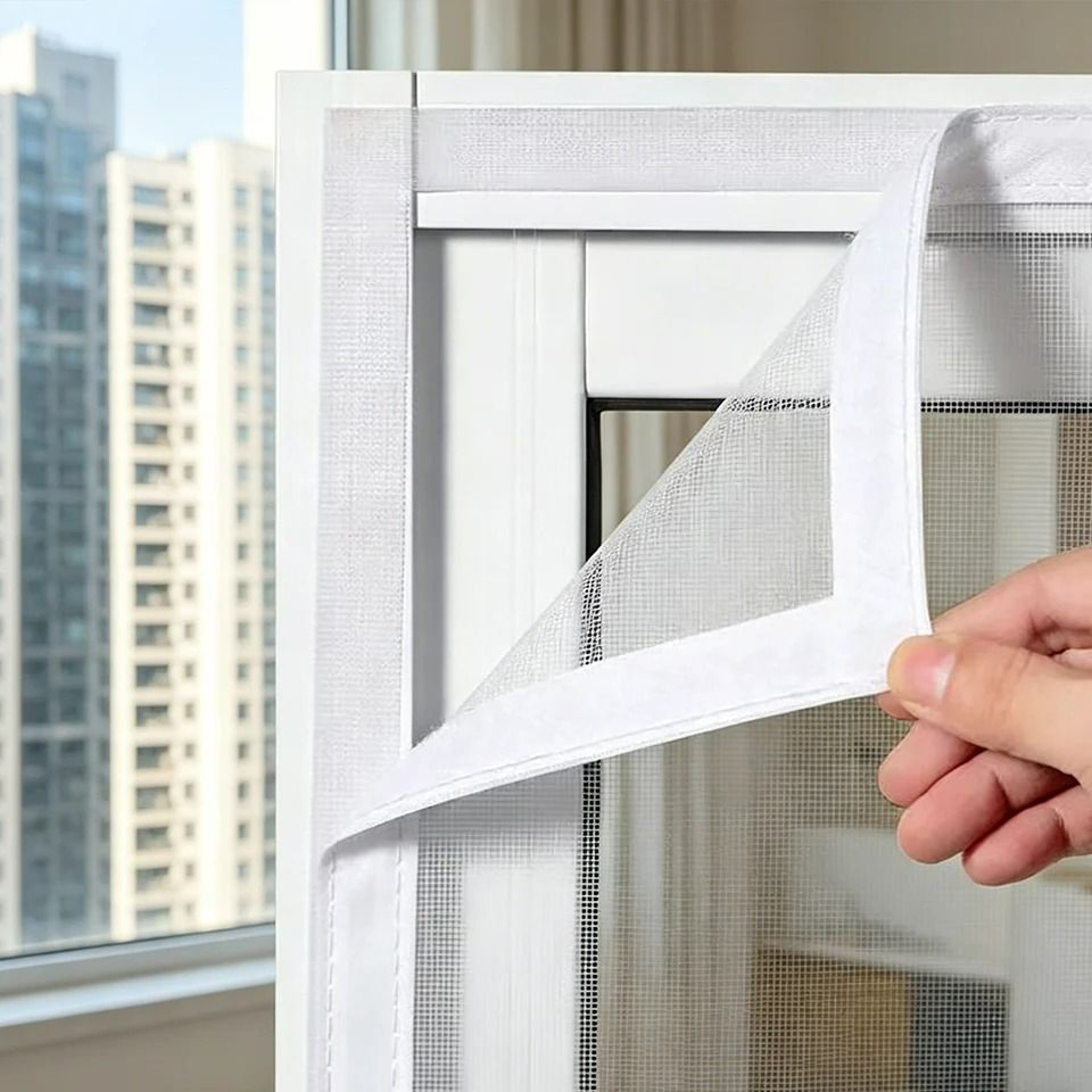 Reusable Custom Fit White Window Mosquito Screen 1