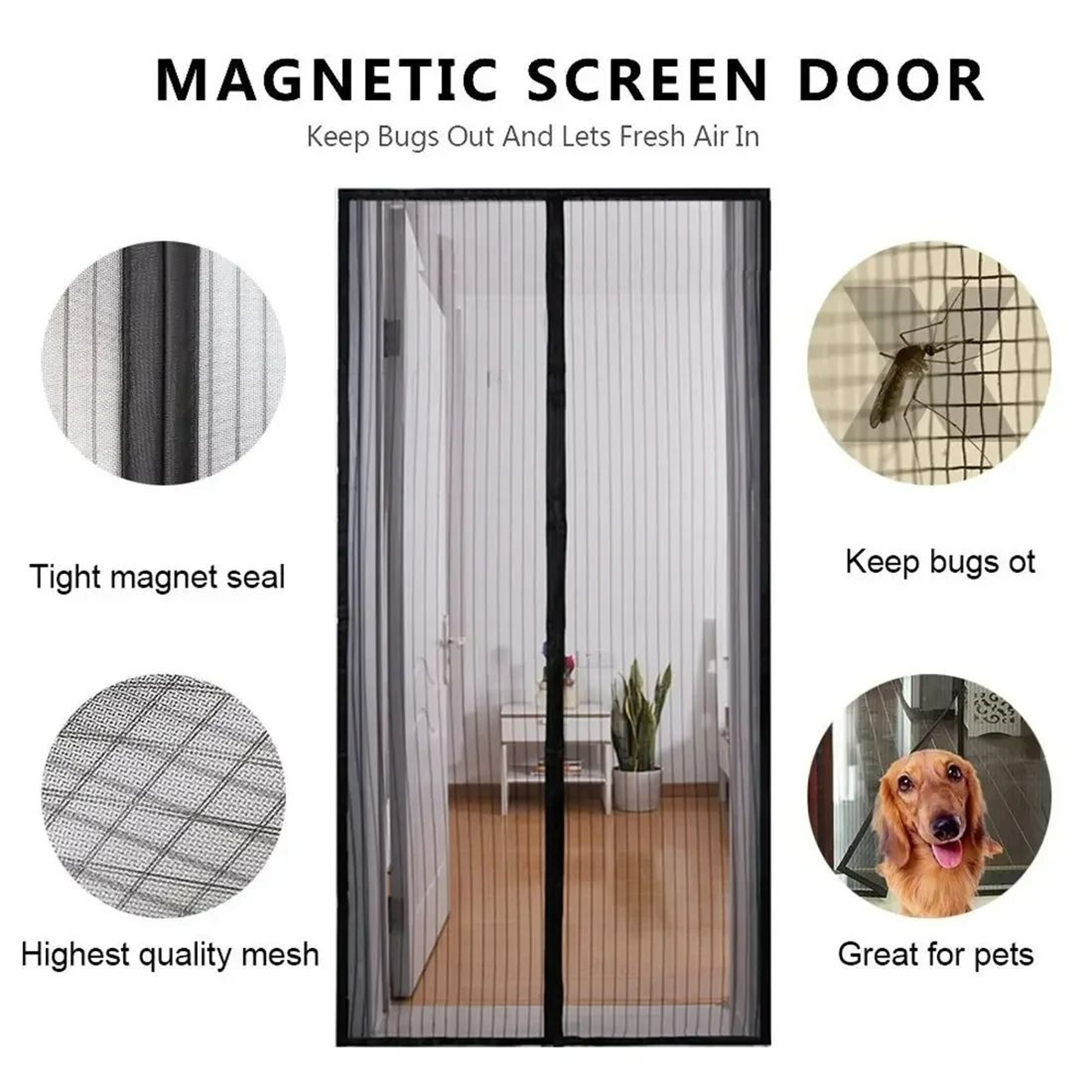 Easy Install Self Closing Magnetic Insect Door Screen 2