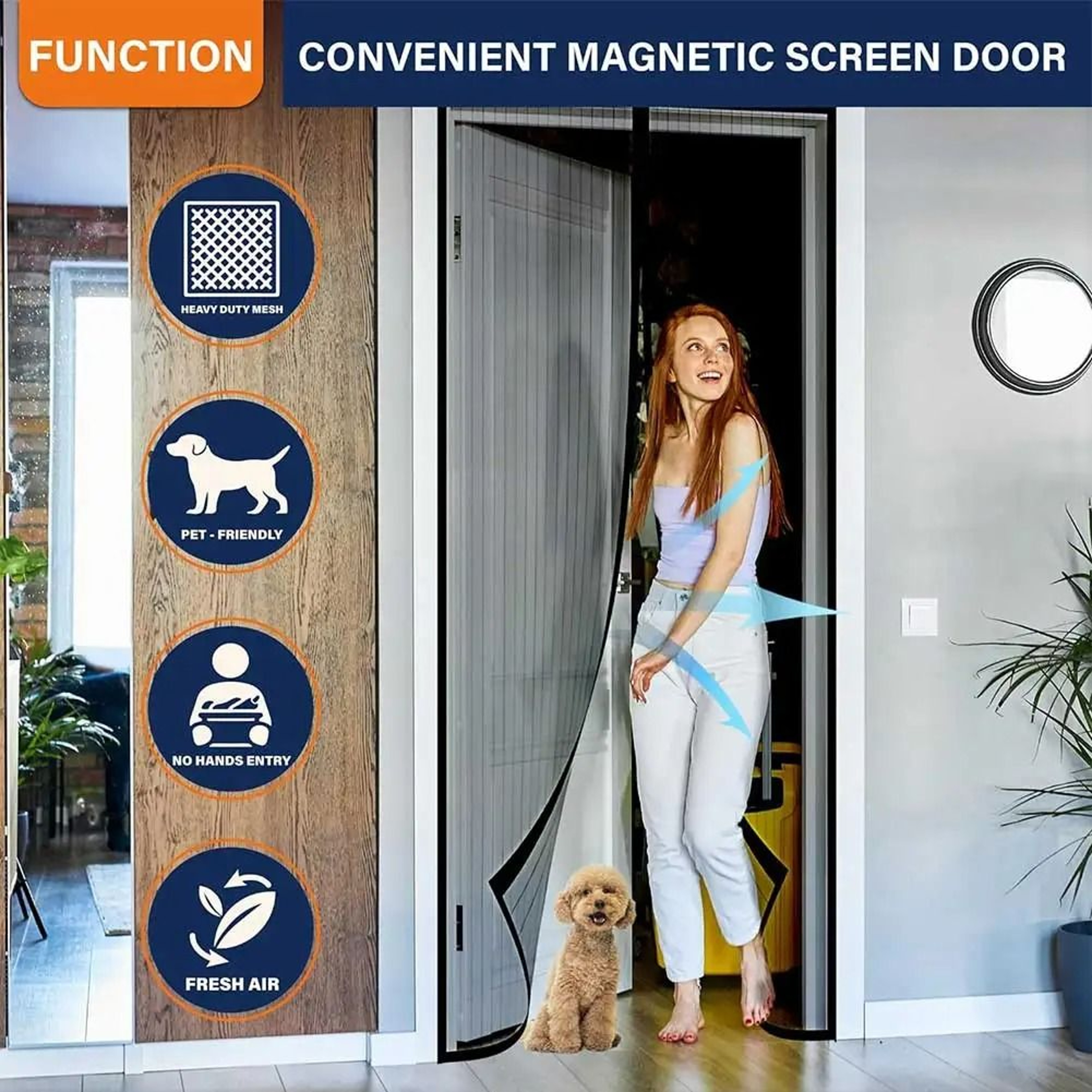 No Drill Magnetic Mesh Screen Door Curtain 4