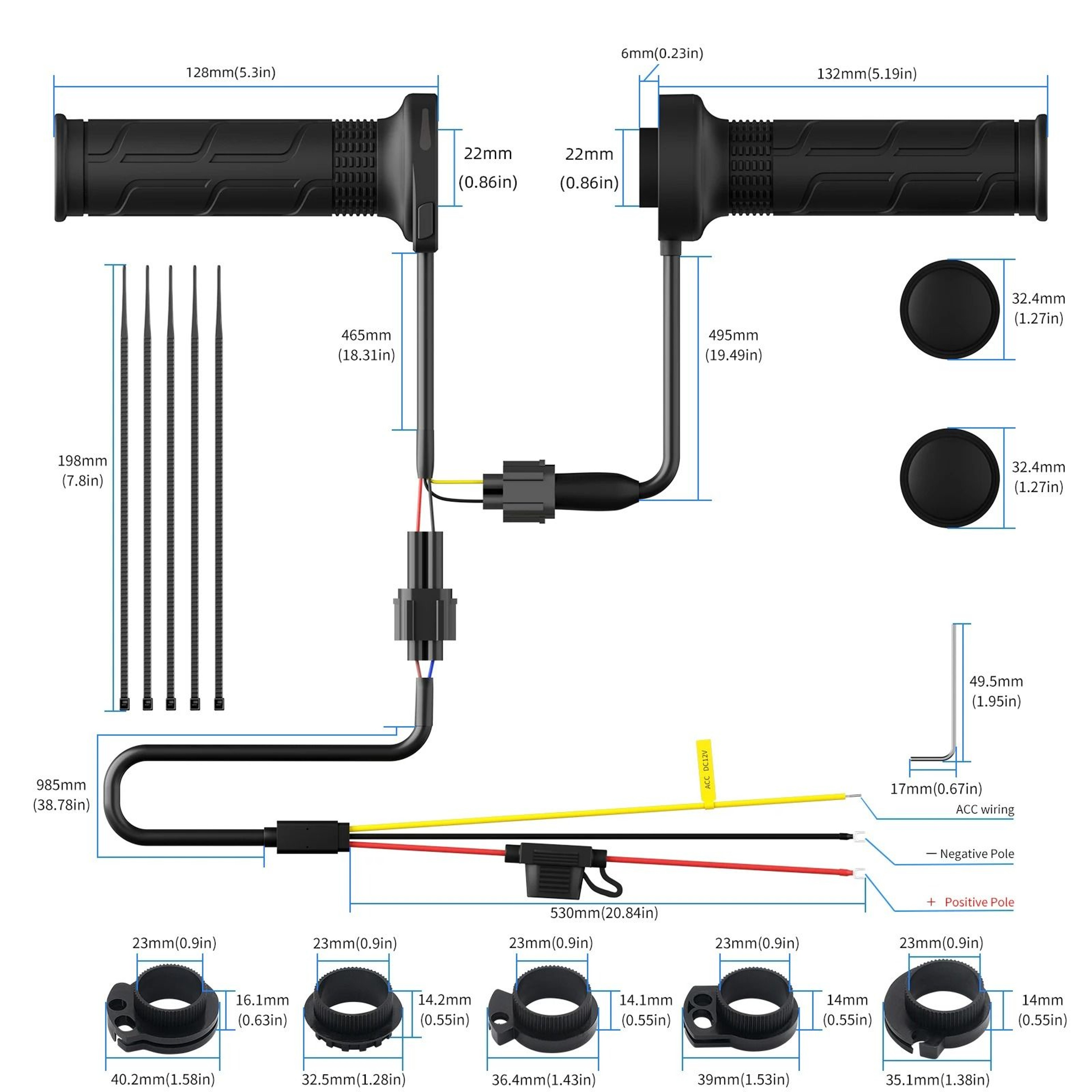 12V Adjustable Heated Motorcycle Grips 5