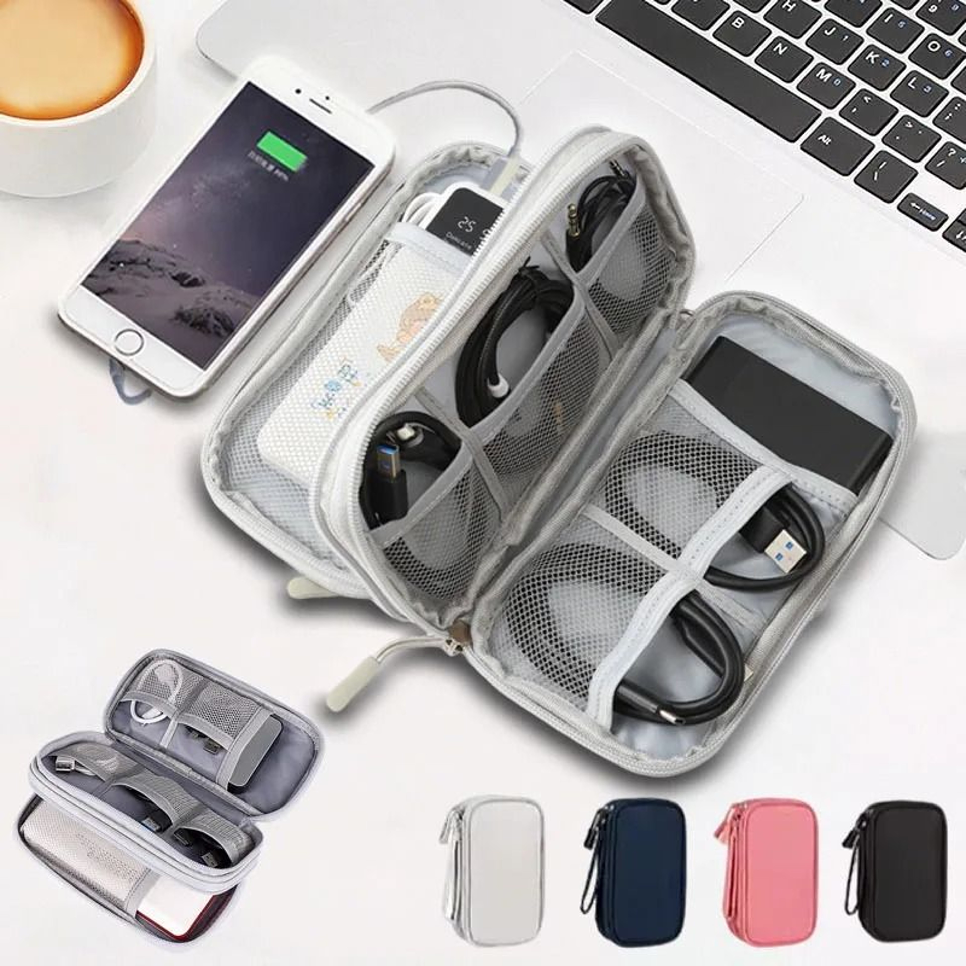 Double Layer Waterproof Travel Cable Organizer Bag 0