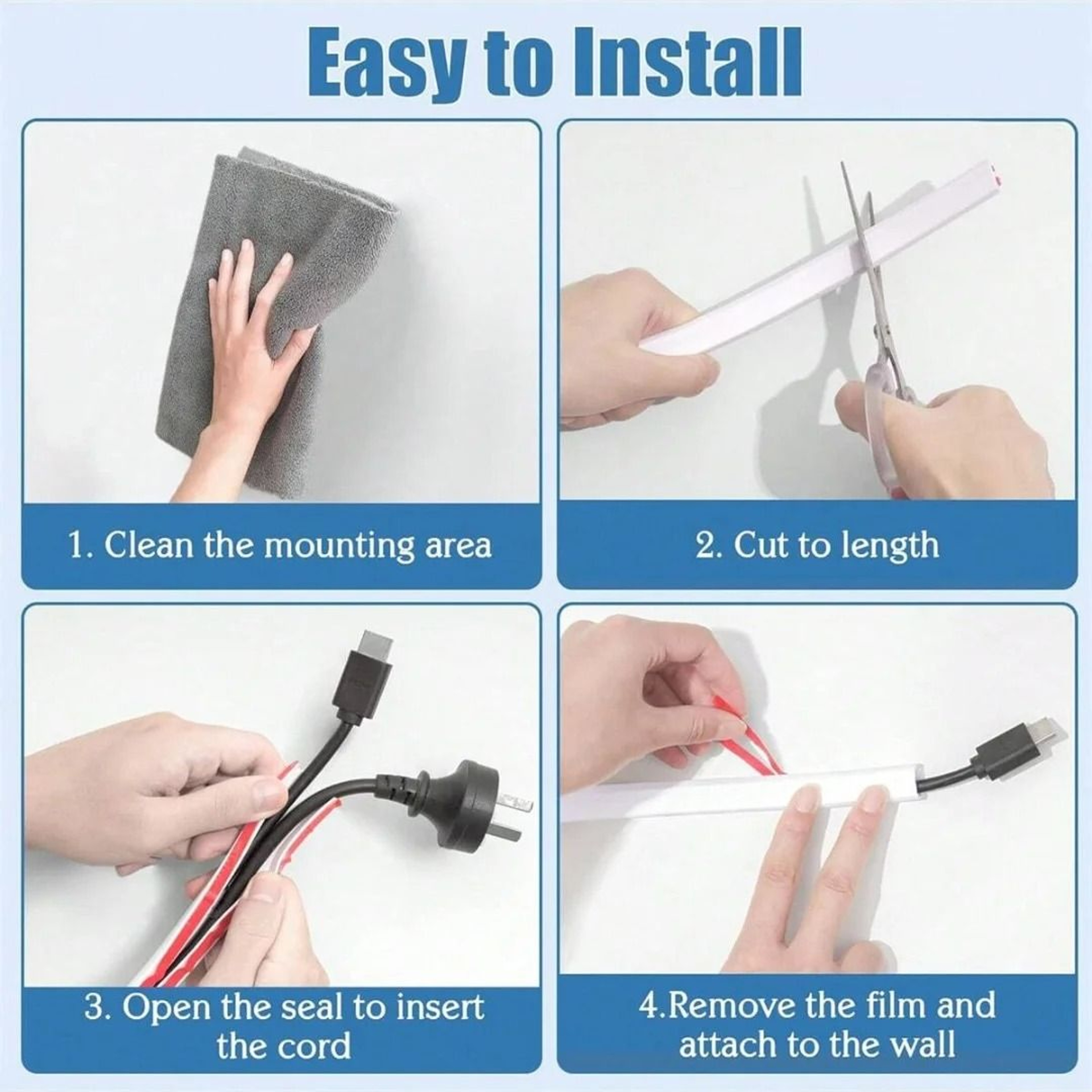 Self Adhesive Cord Management Raceway Cover 6