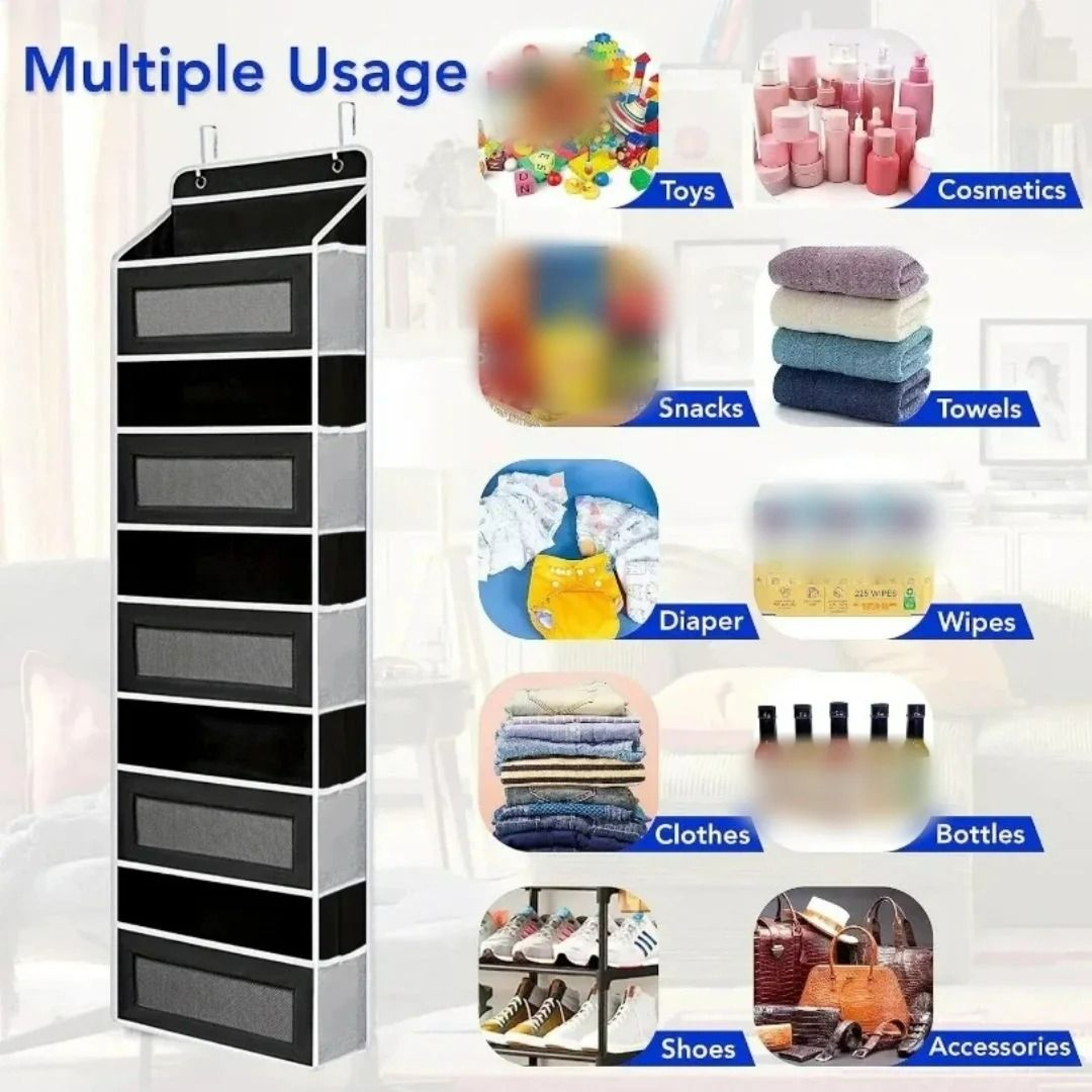 Space Saving Over Door Hanging Pocket Organizer 3