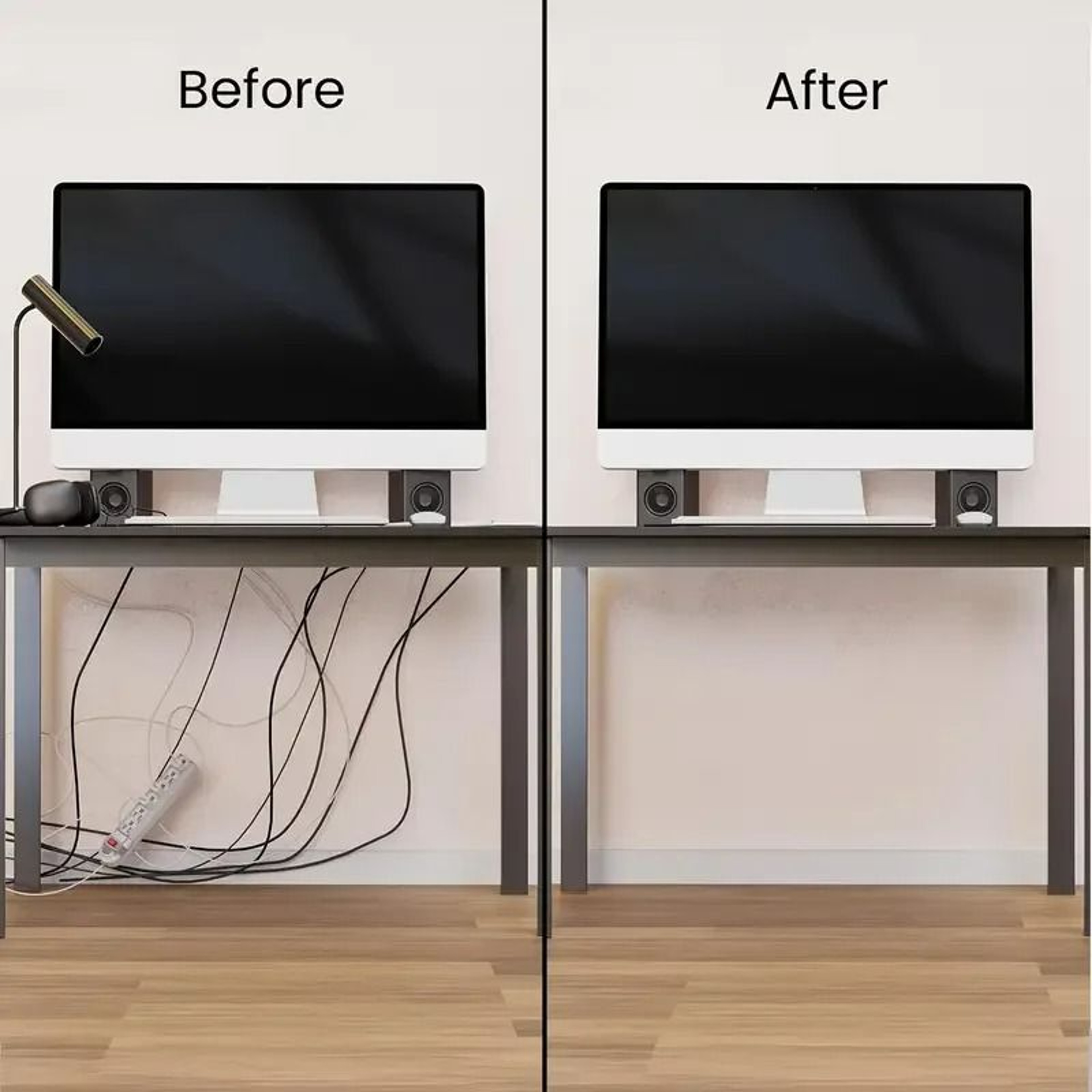 2 Piece Under Desk PVC Cable Organizer Trays 6