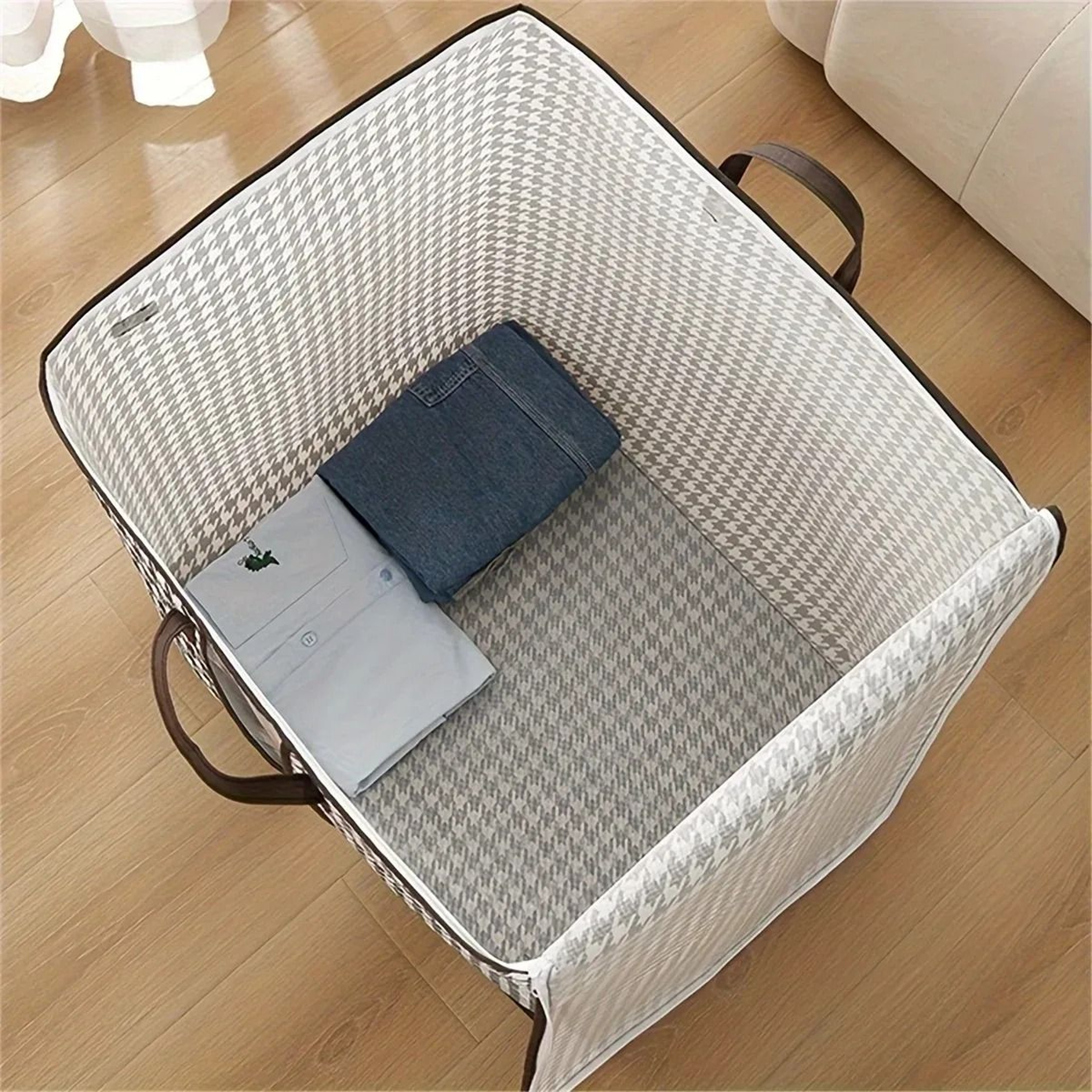 Houndstooth Foldable Bedding And Clothes Organizer 4