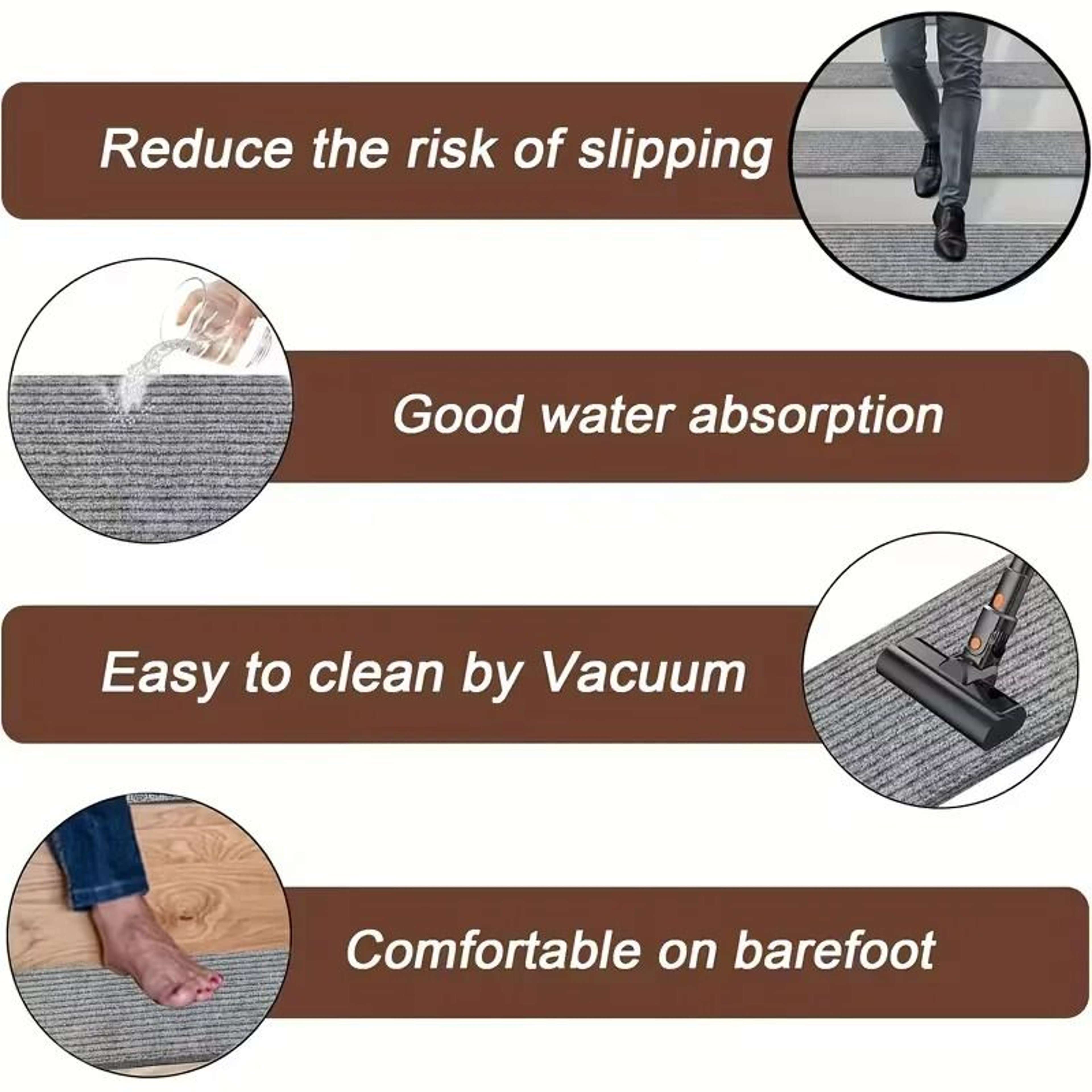 Washable Non Slip Polyester Stair Tread Mat 4