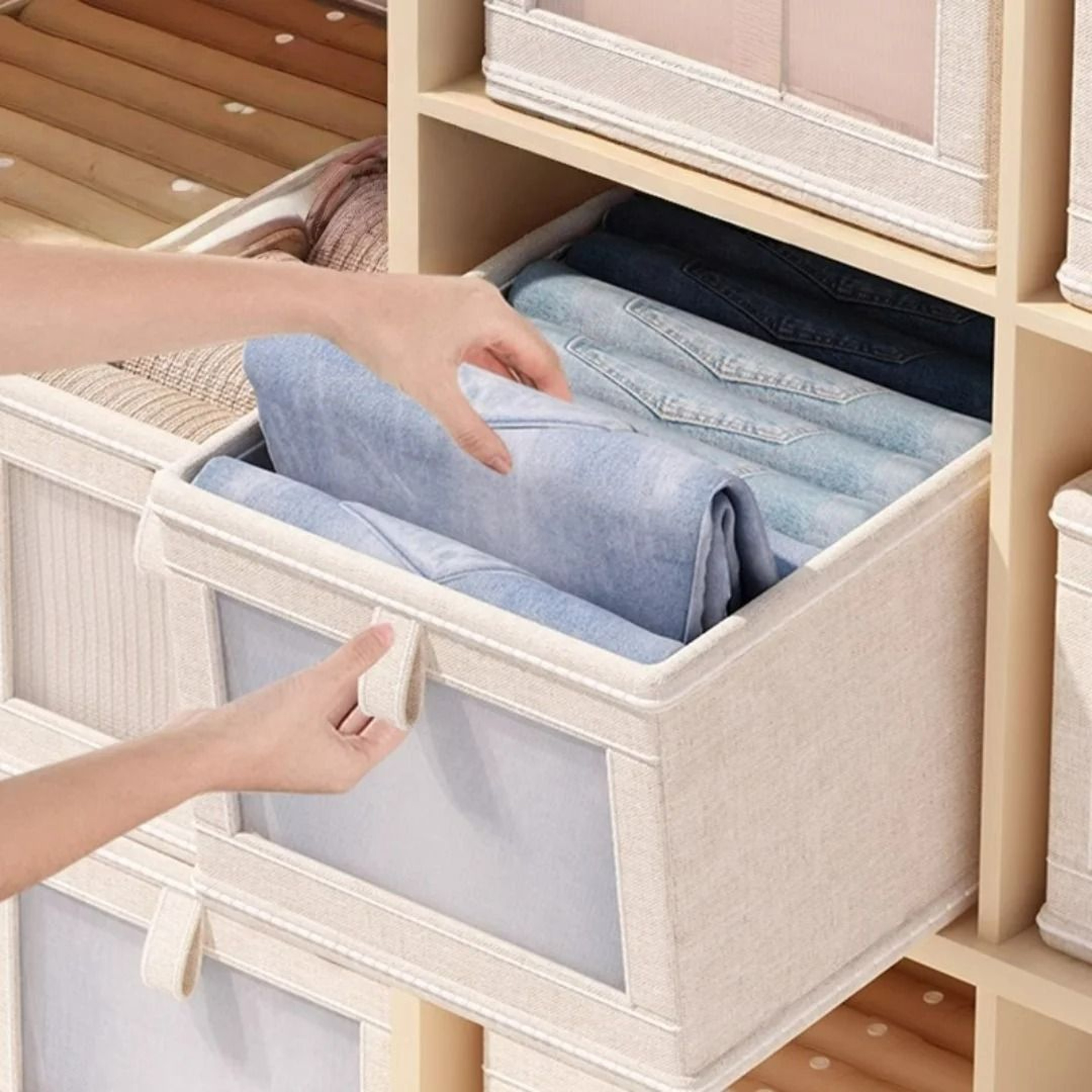 Foldable Covered Closet Clothing Storage Box 0