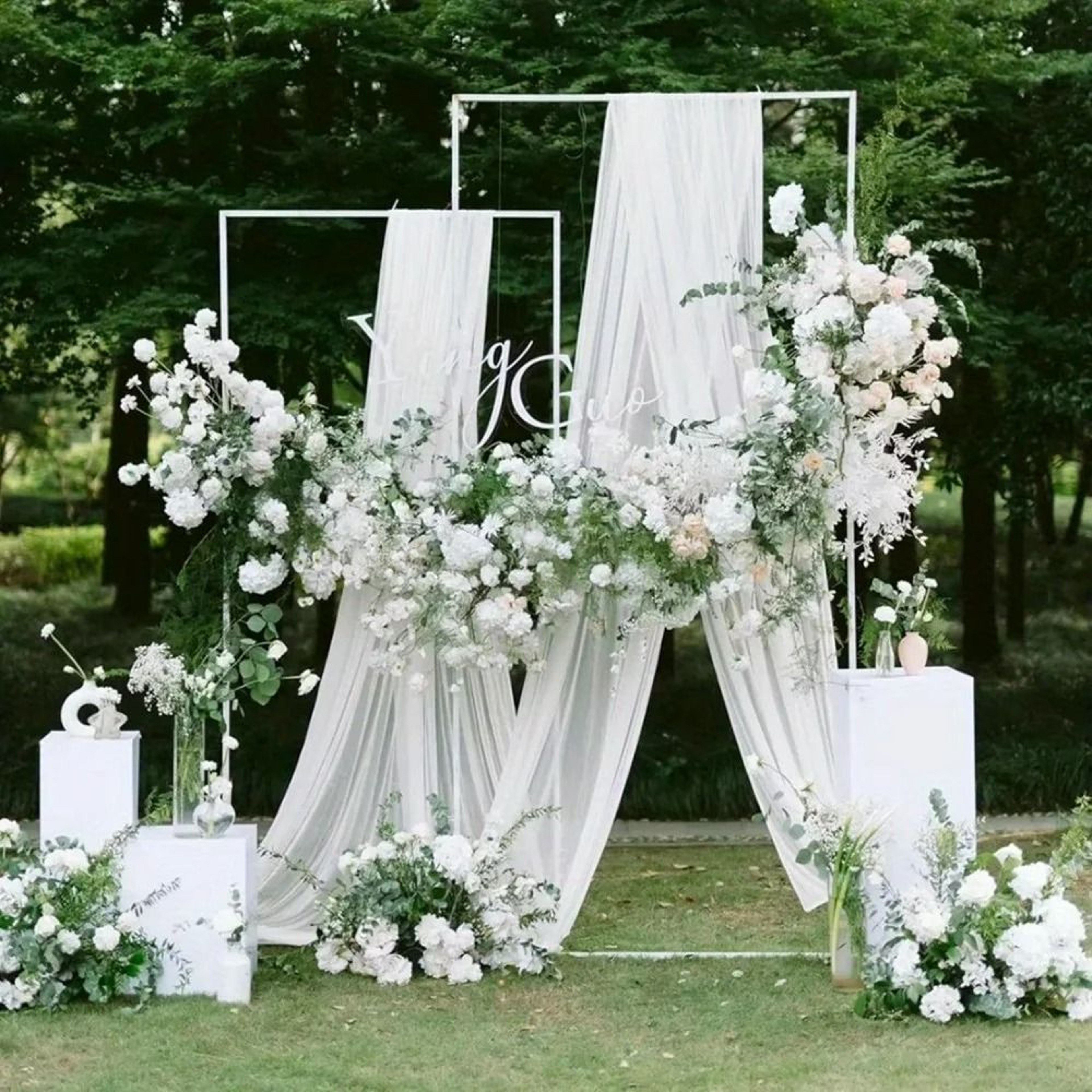 Sage Green Chiffon Wedding Arch Draping Fabric 6