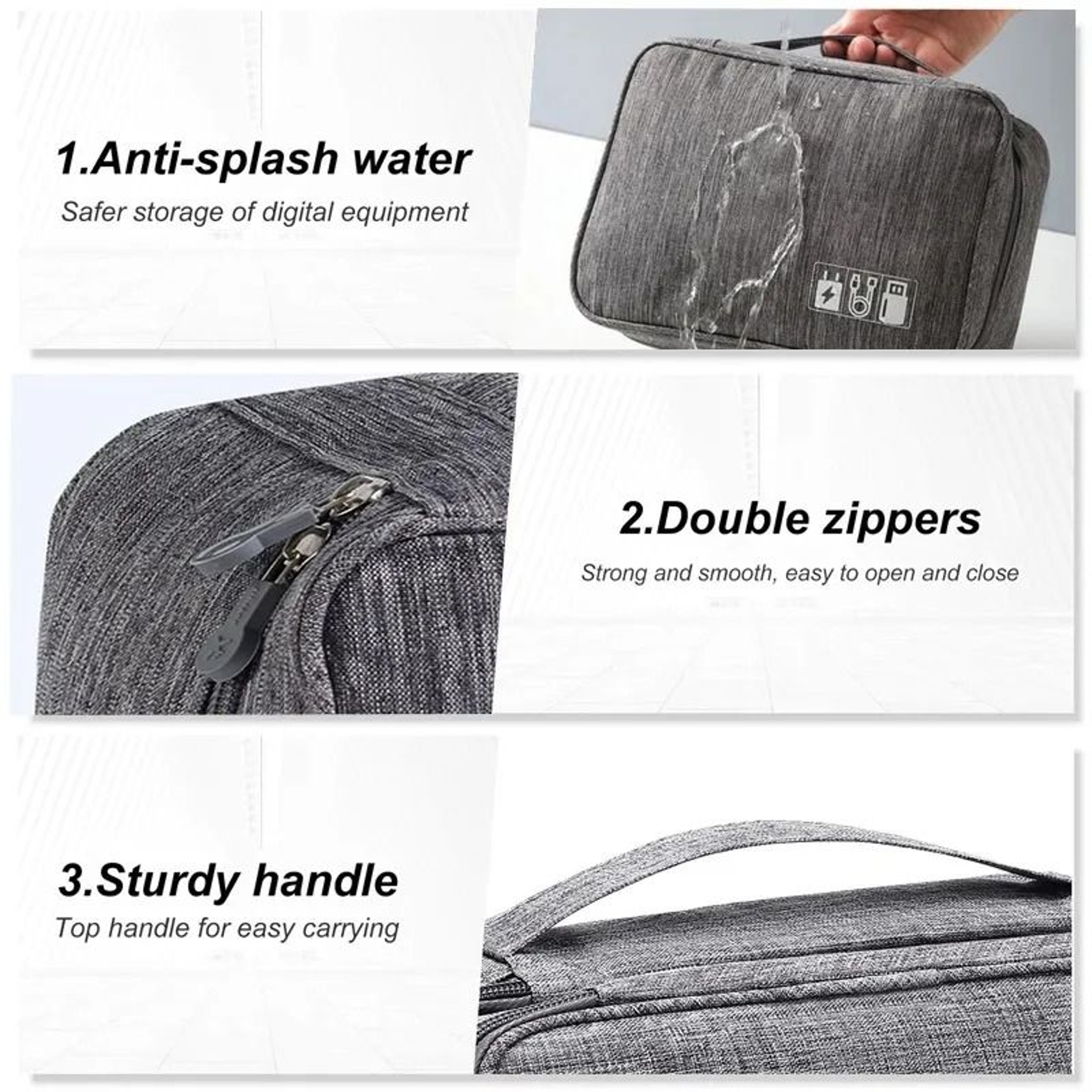Portable Travel Cable And Electronics Organizer Bag 4