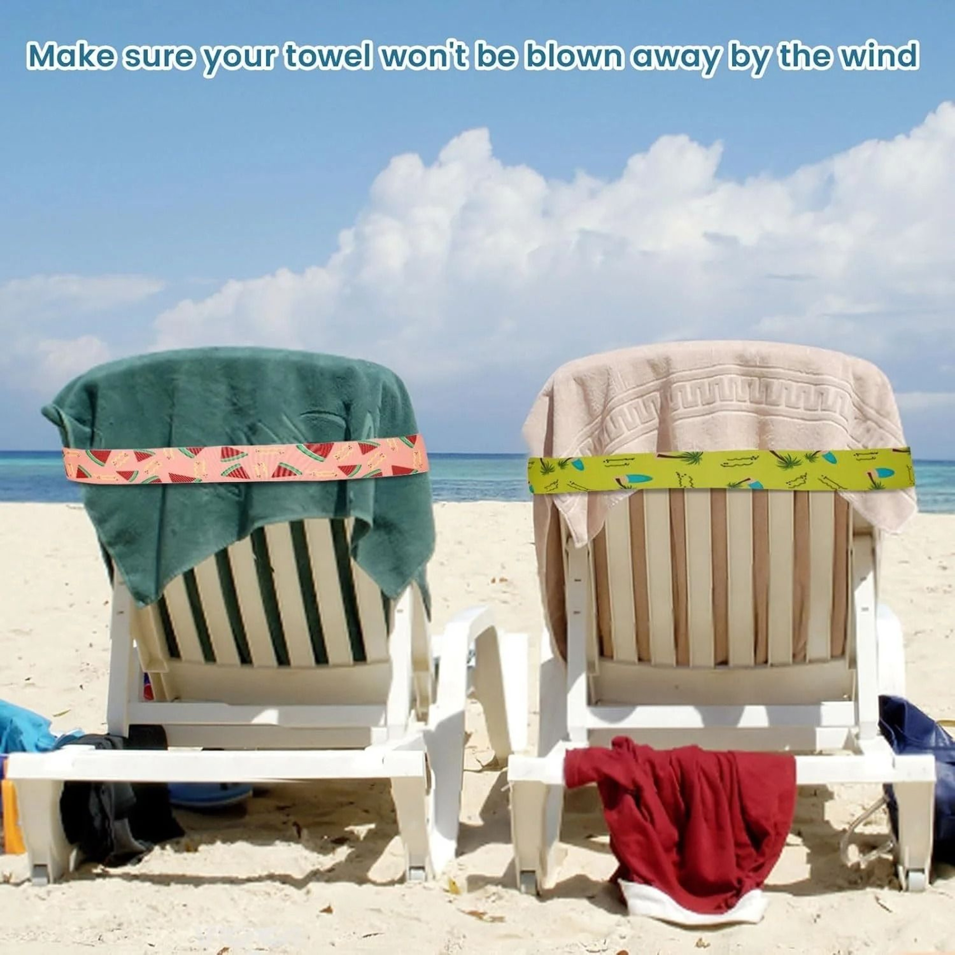 5 Piece Elastic Beach Towel Bands For Lounge Chairs 3