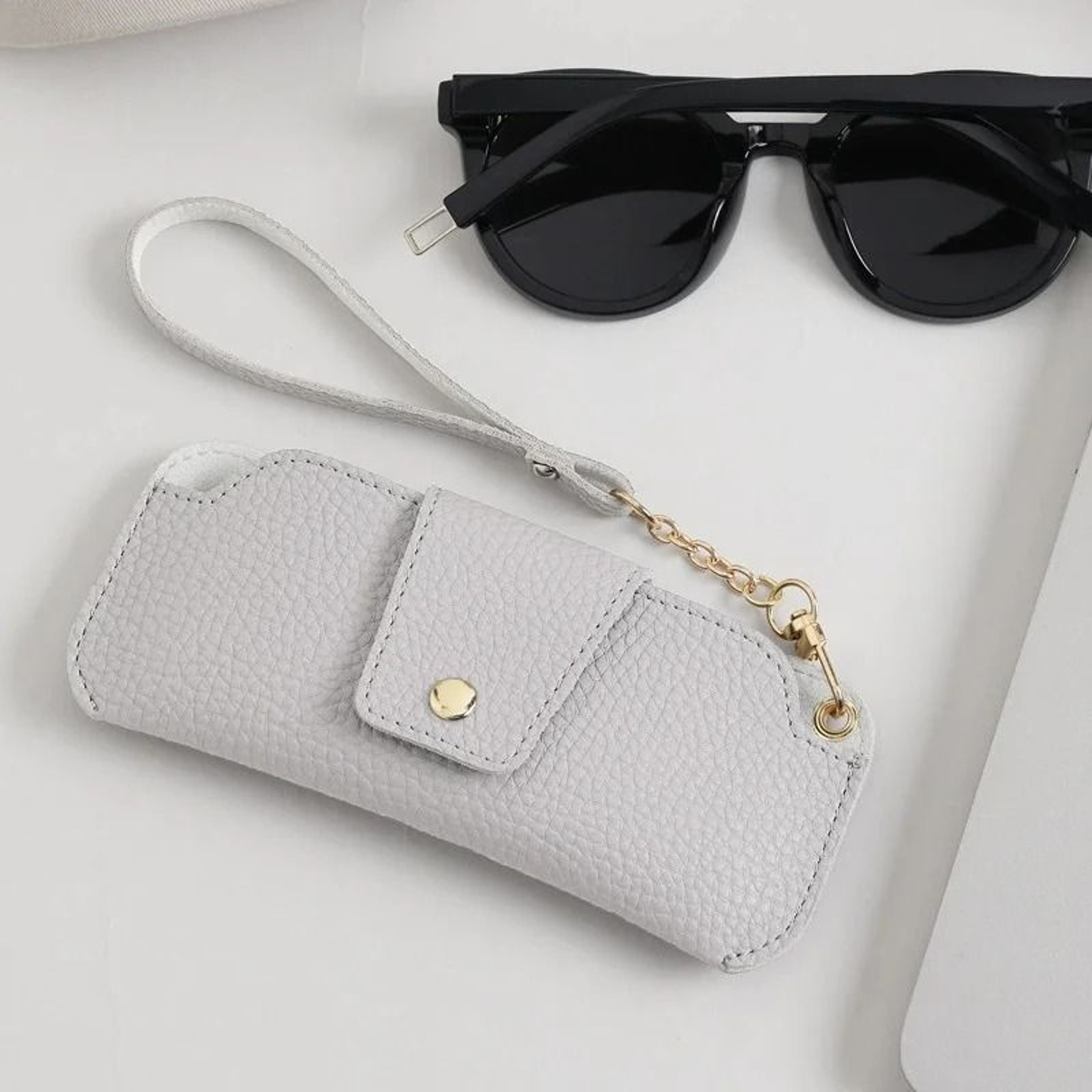 Soft PU Leather Sunglasses Case With Wrist Strap 9