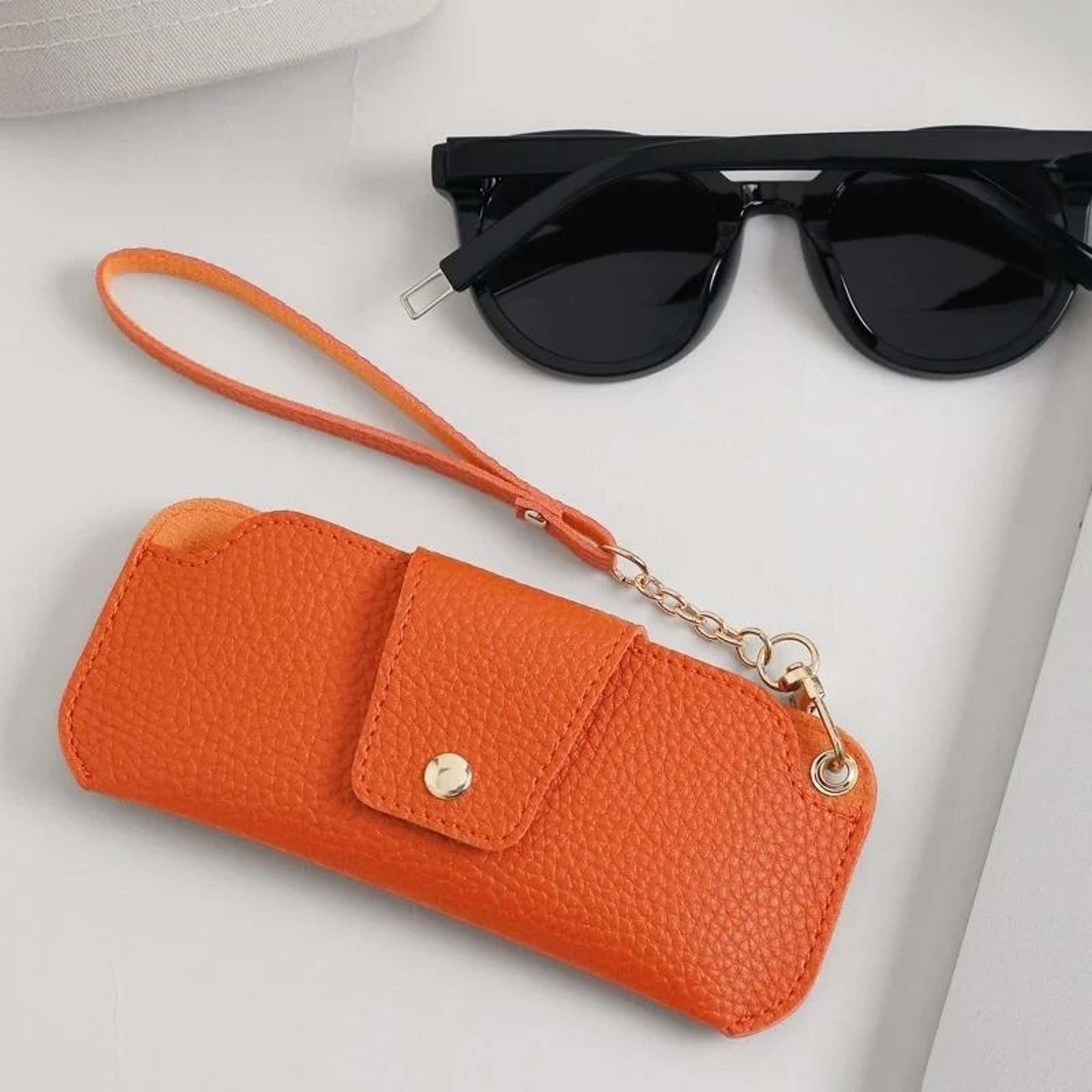 Soft PU Leather Sunglasses Case With Wrist Strap 8