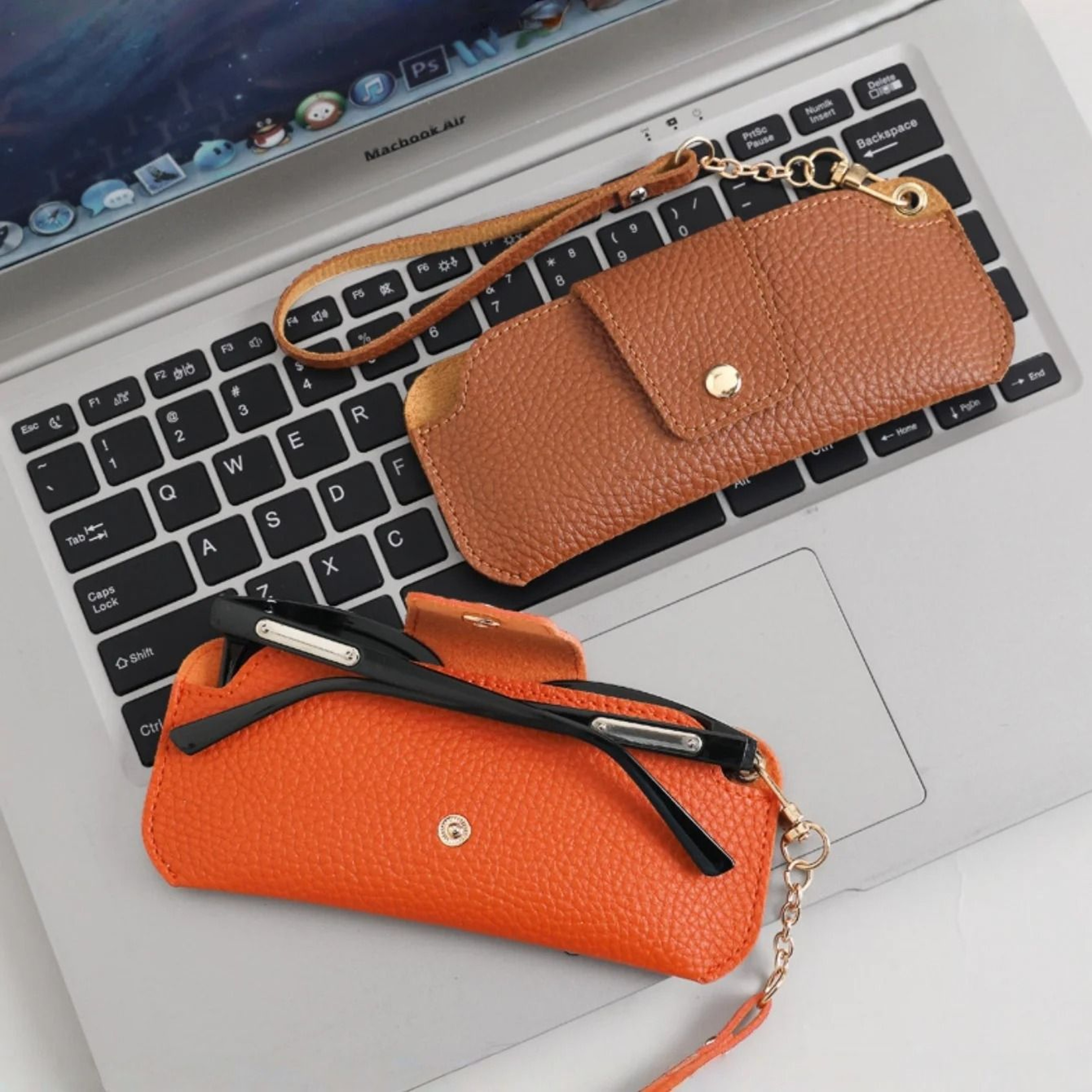 Soft PU Leather Sunglasses Case With Wrist Strap 2