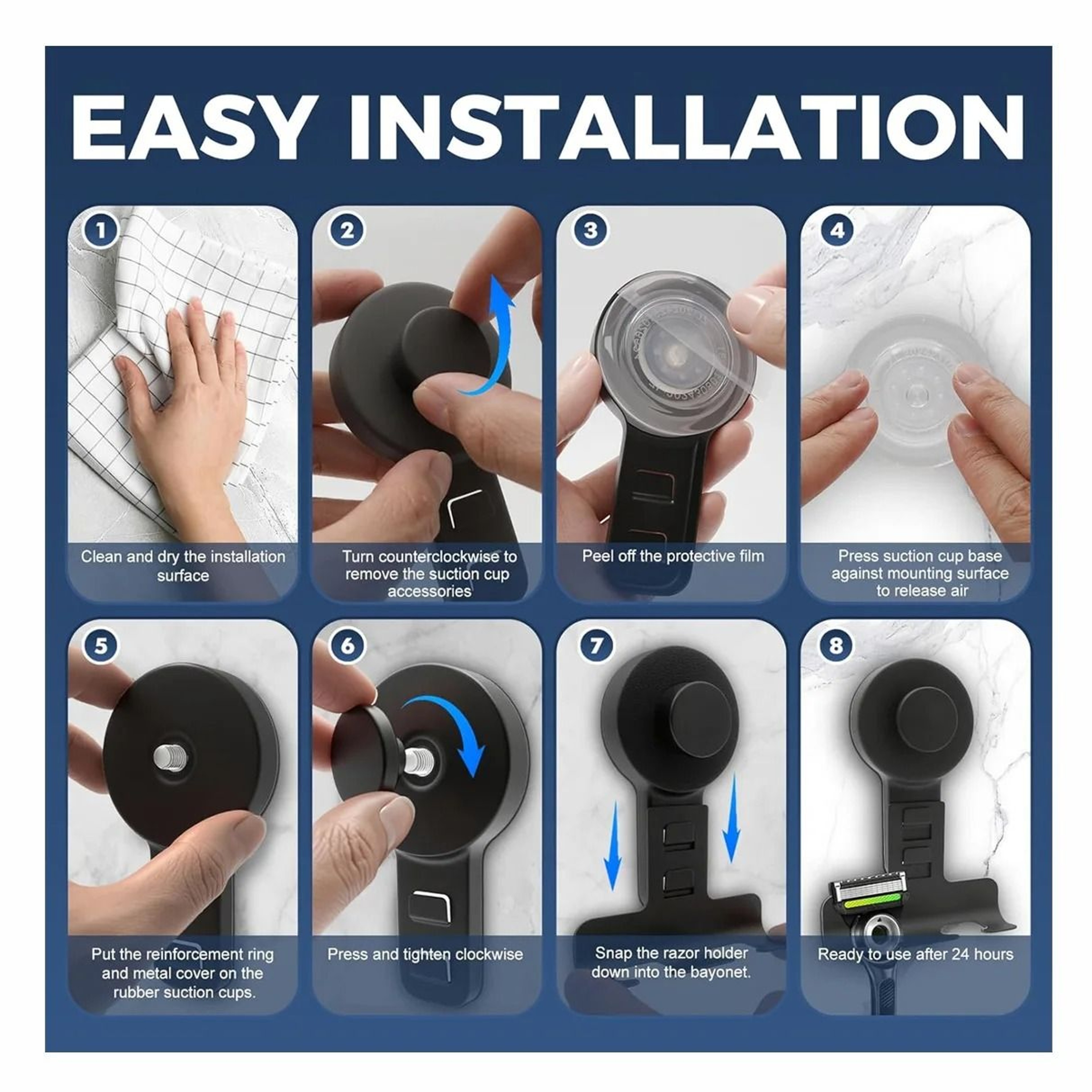 3 Hook Suction Cup Razor And Shower Organizer 4