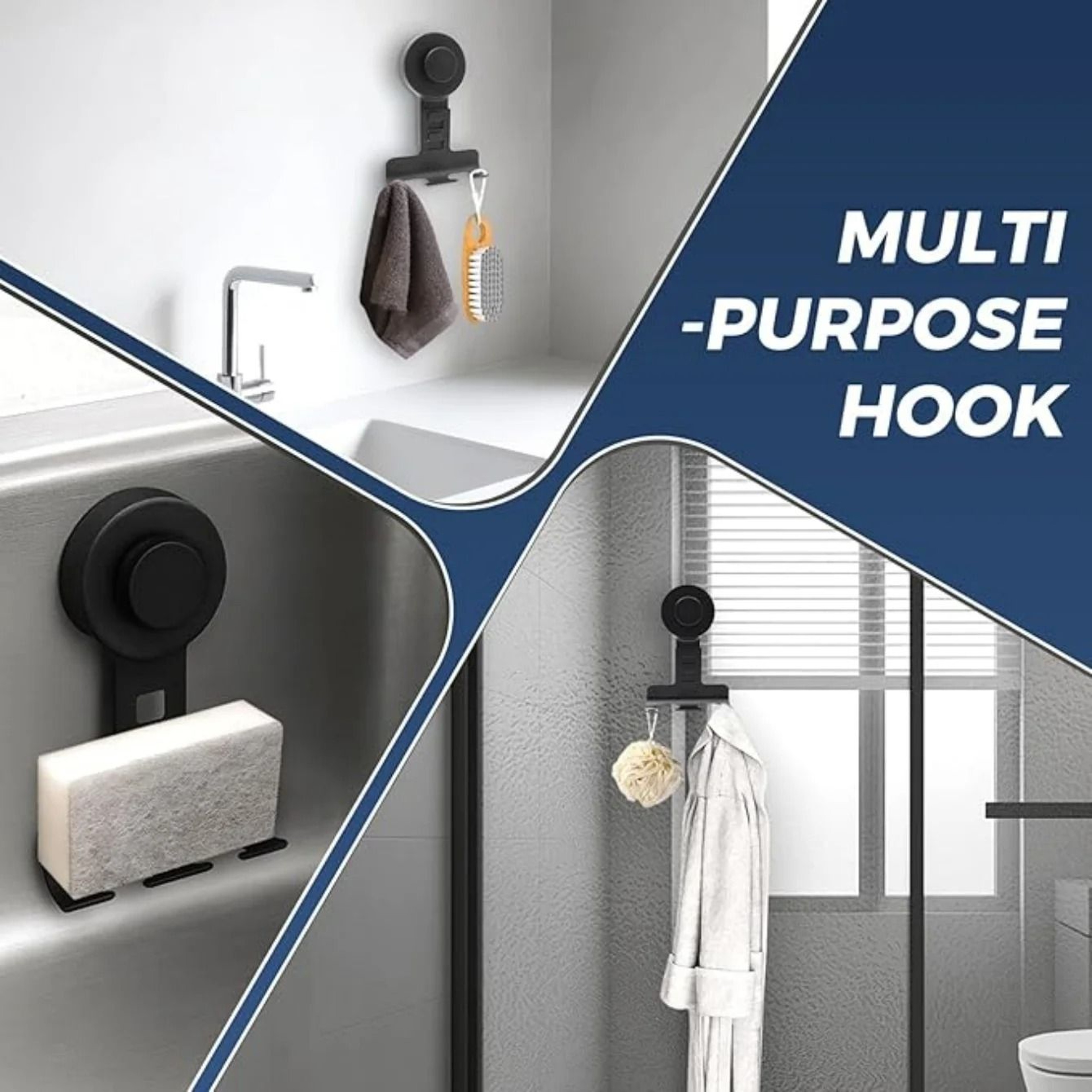 3 Hook Suction Cup Razor And Shower Organizer 3