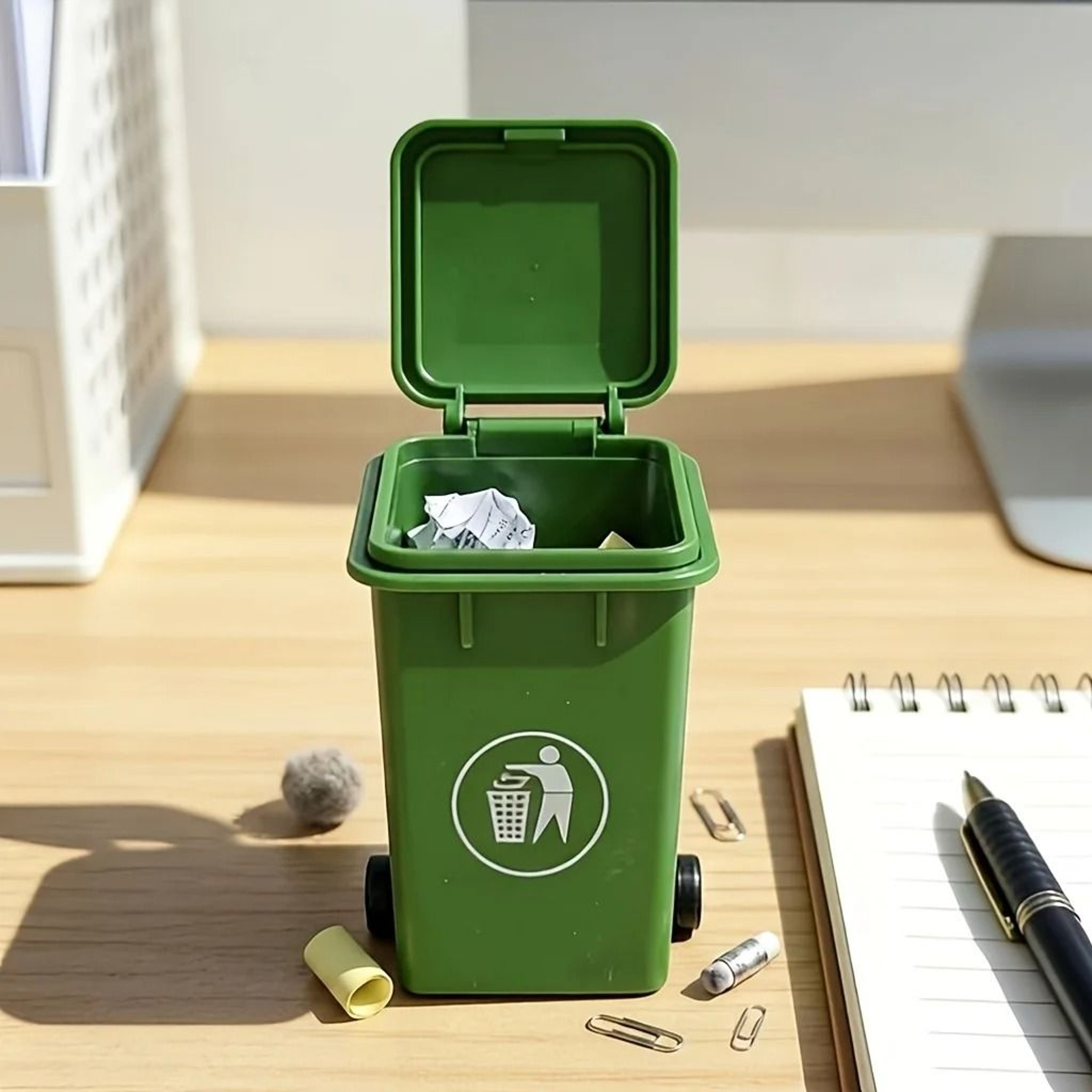 2 Piece Portable Desktop Storage And Trash Bins 3