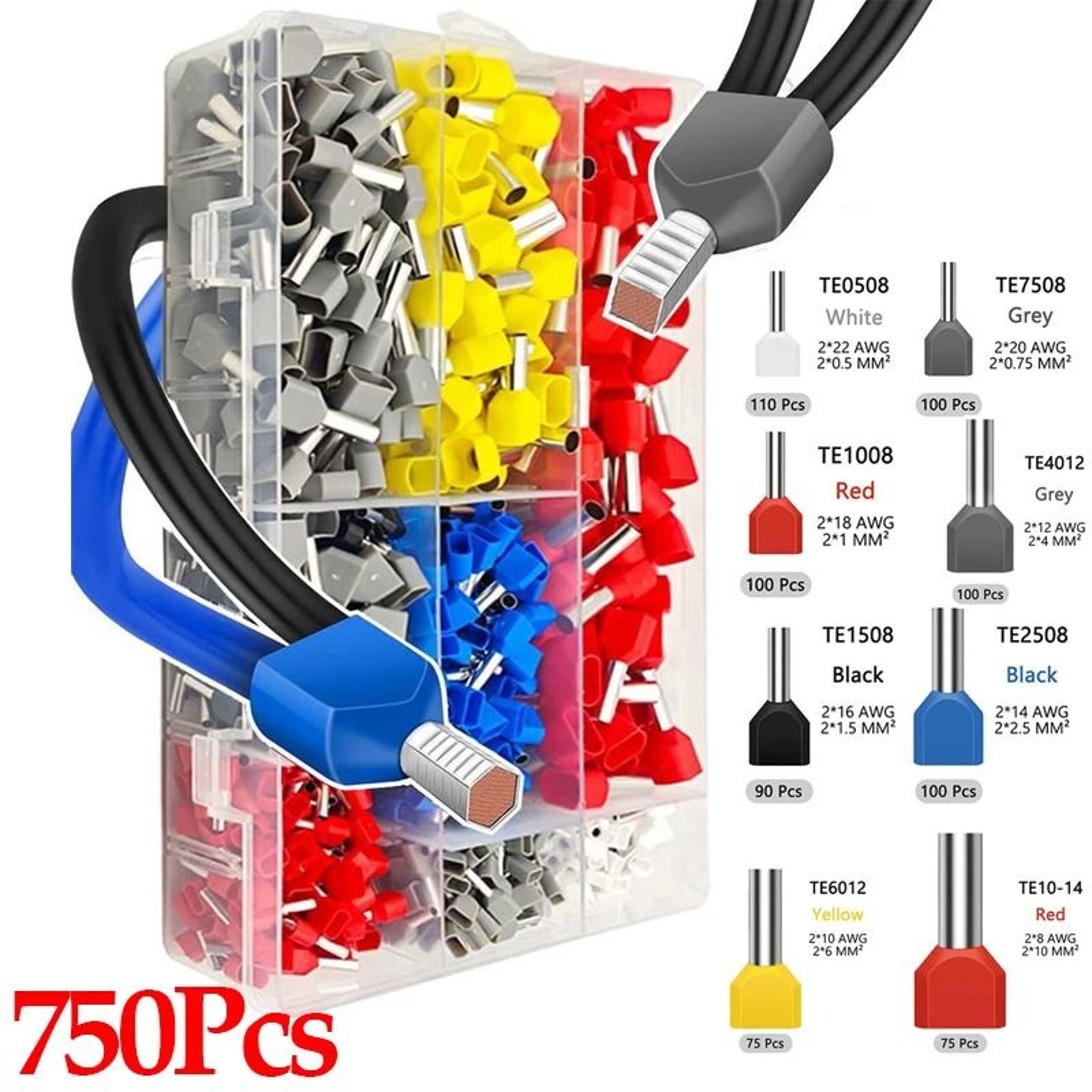Twin Wire End Ferrule Electrical Connector Kit 8