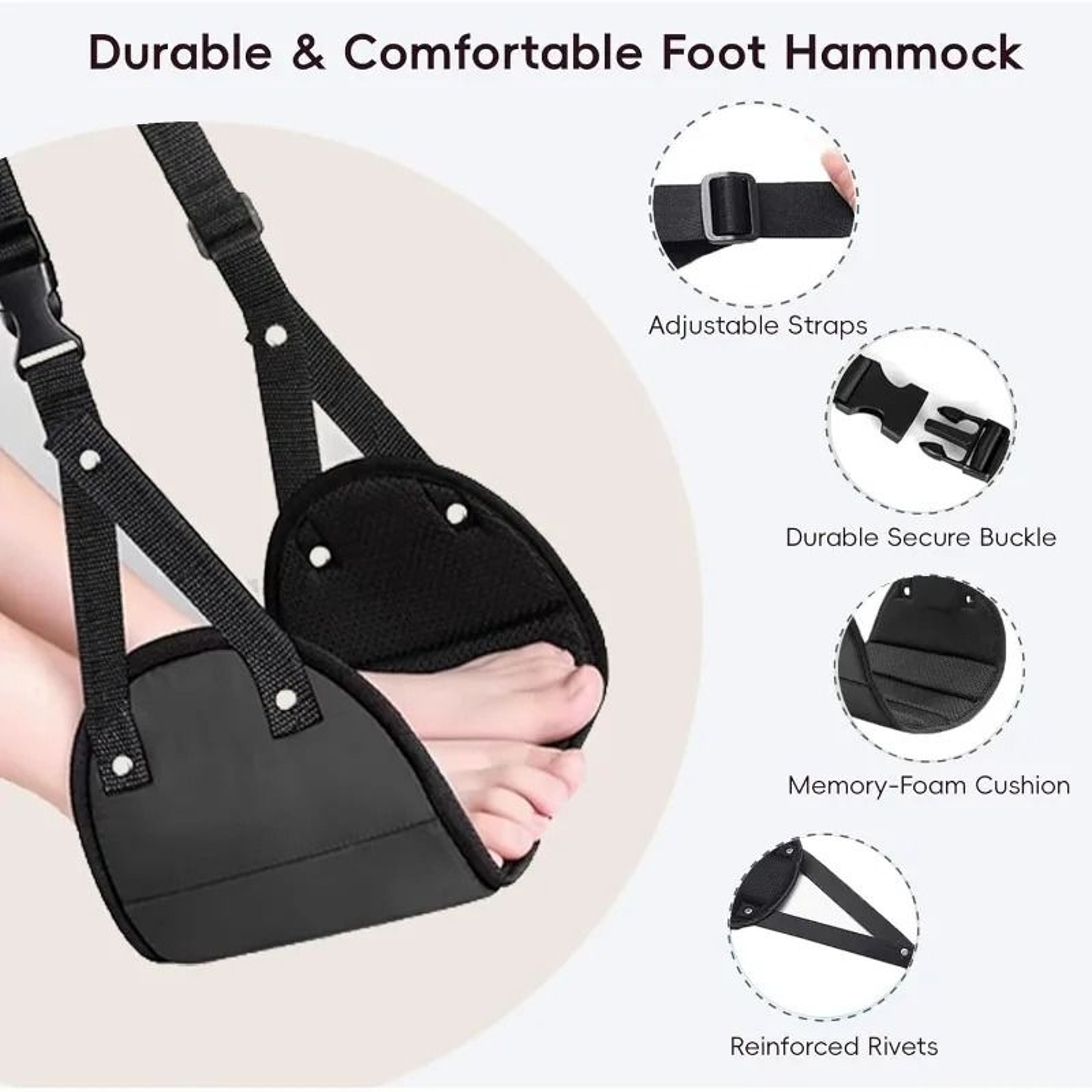 Adjustable Bamboo Travel Foot Hammock 3