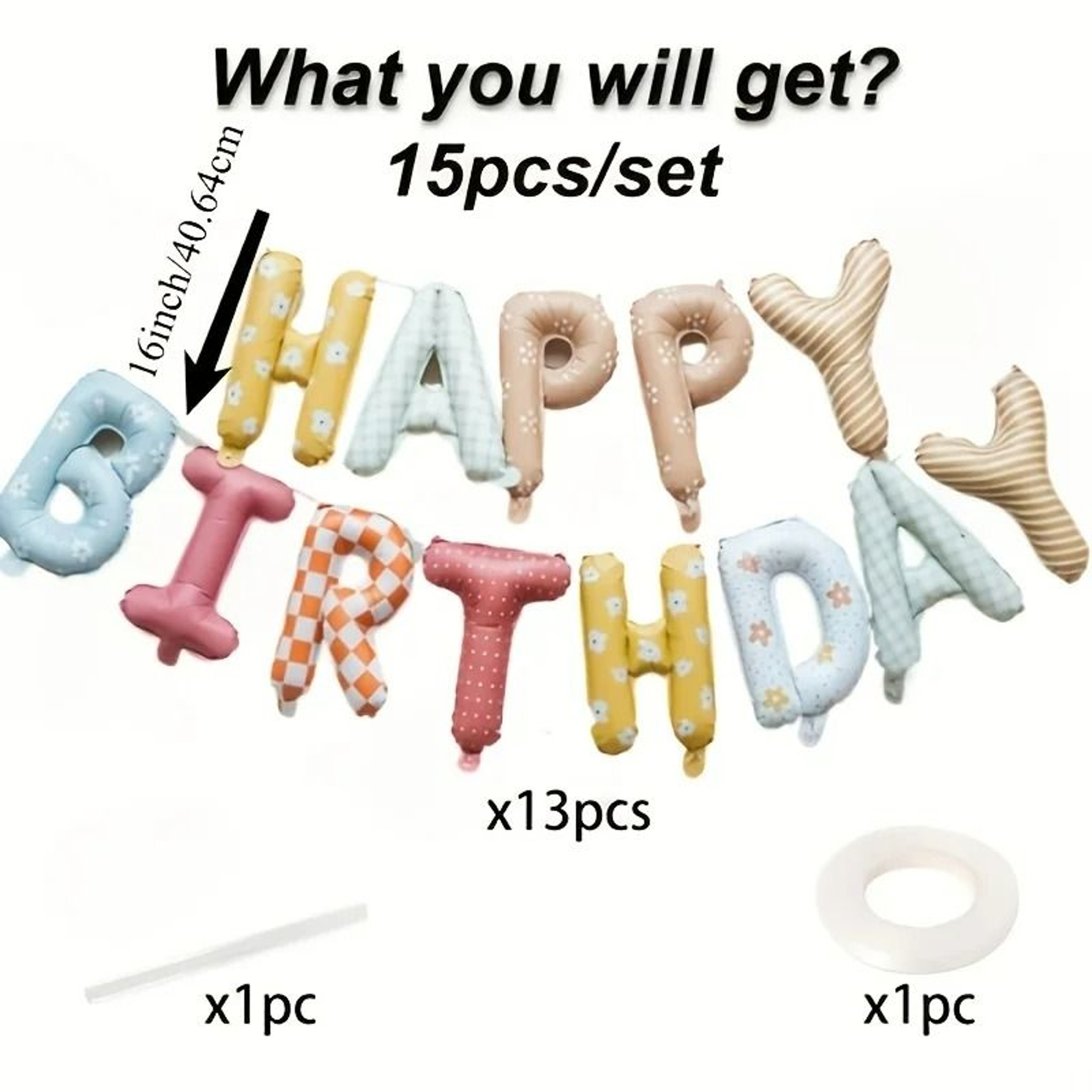 16 Inch Foil Happy Birthday Balloon Banner 5