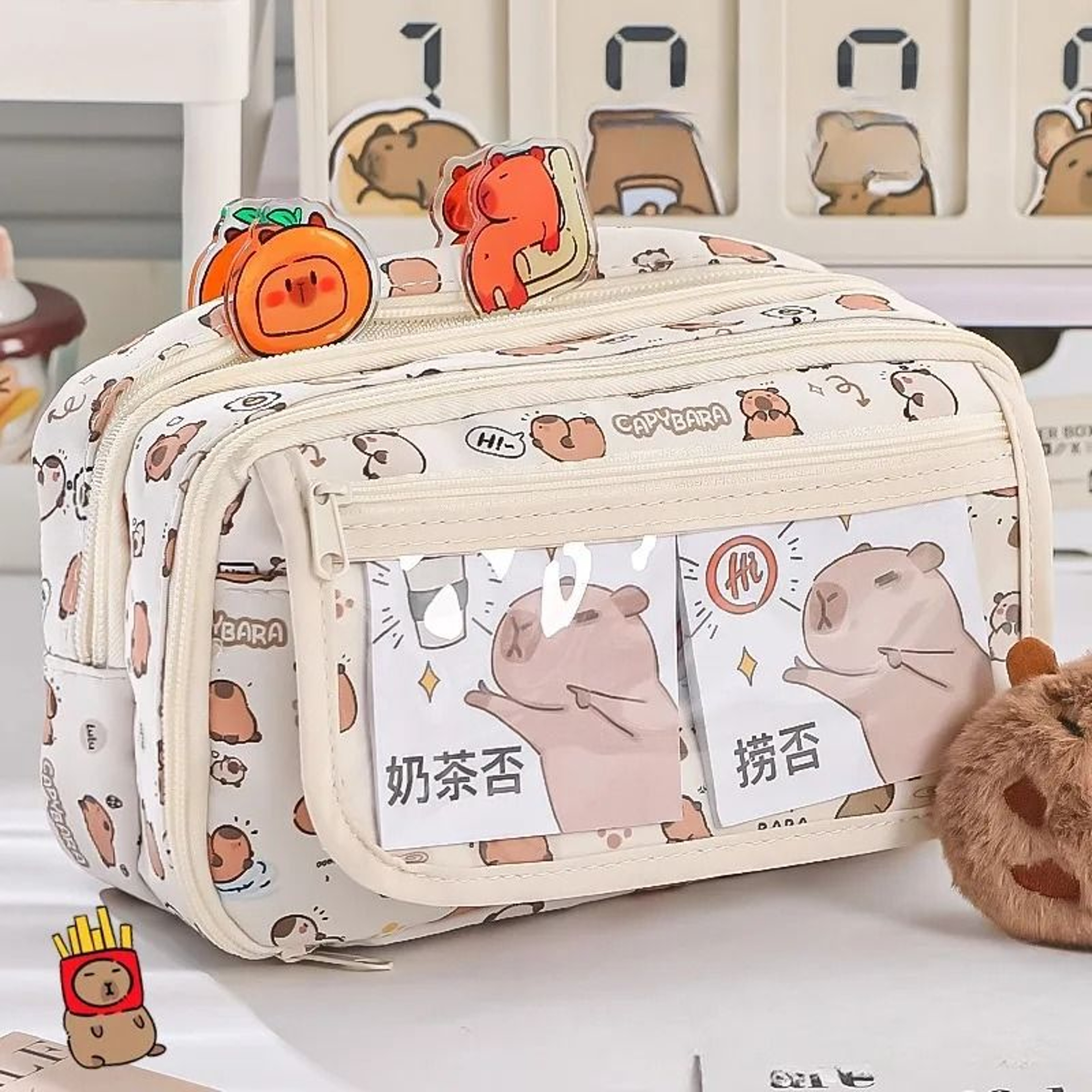 Capybara Flip Top Large Capacity Pencil Case 3