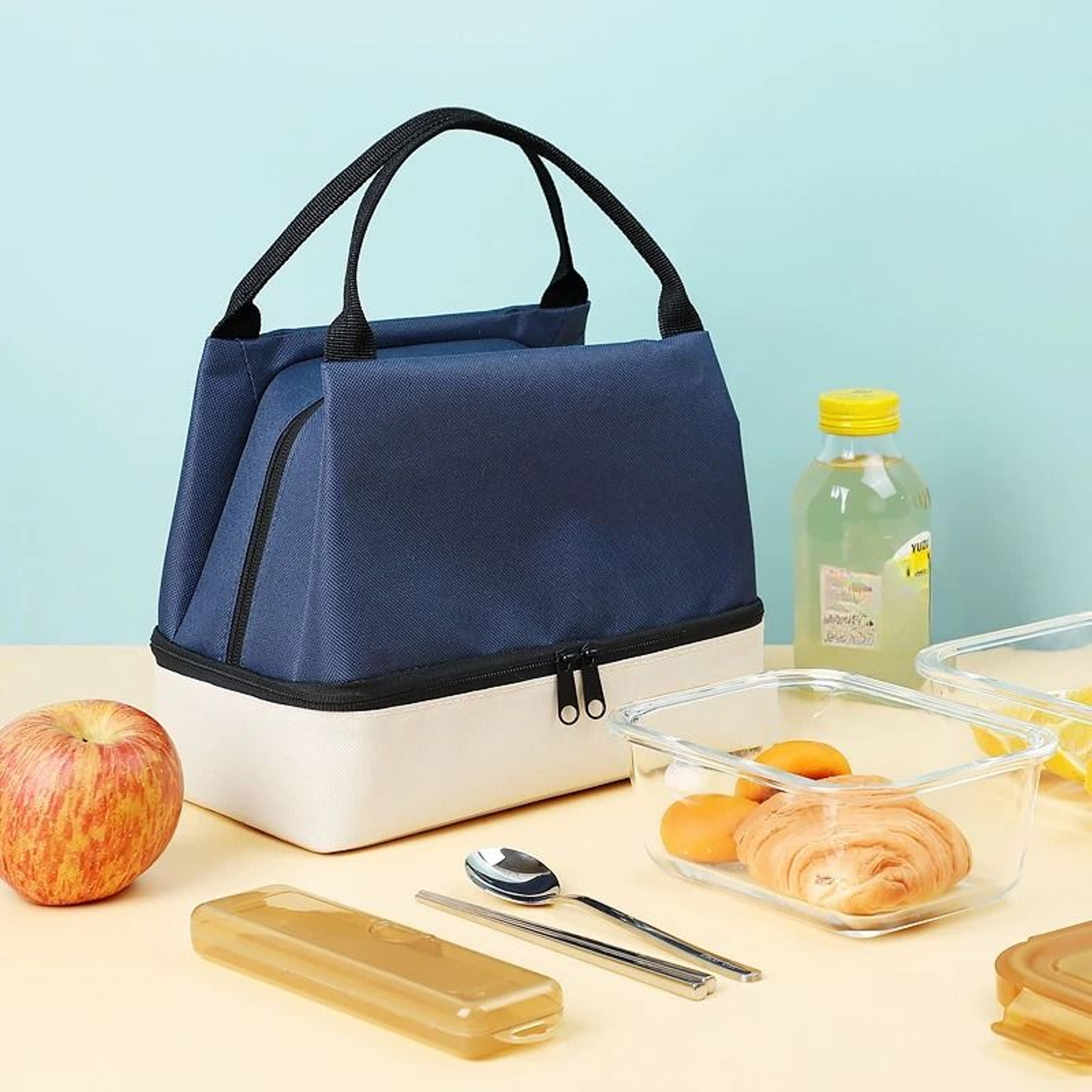 Large Capacity Double Layer Insulated Lunch Bag 4