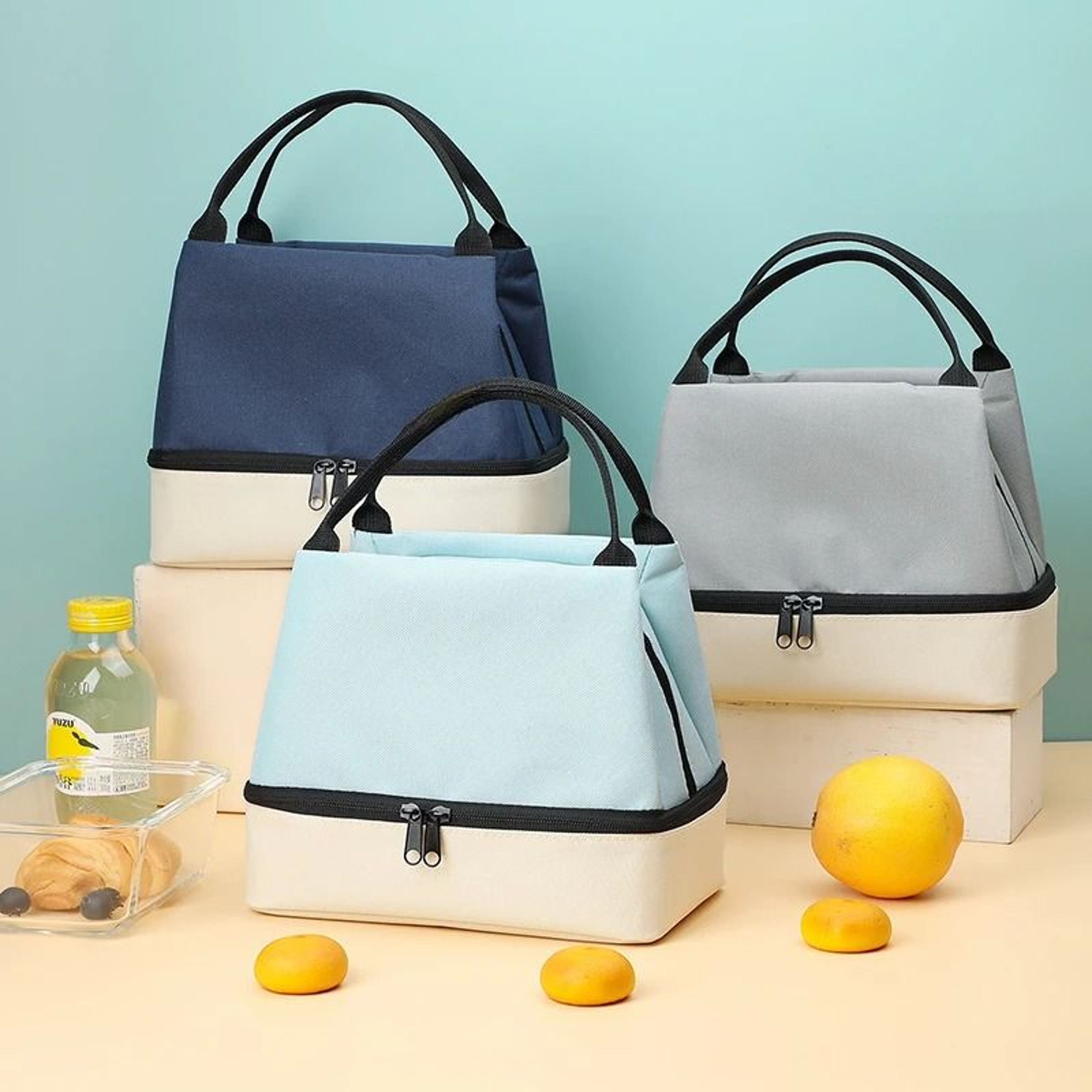 Large Capacity Double Layer Insulated Lunch Bag 0