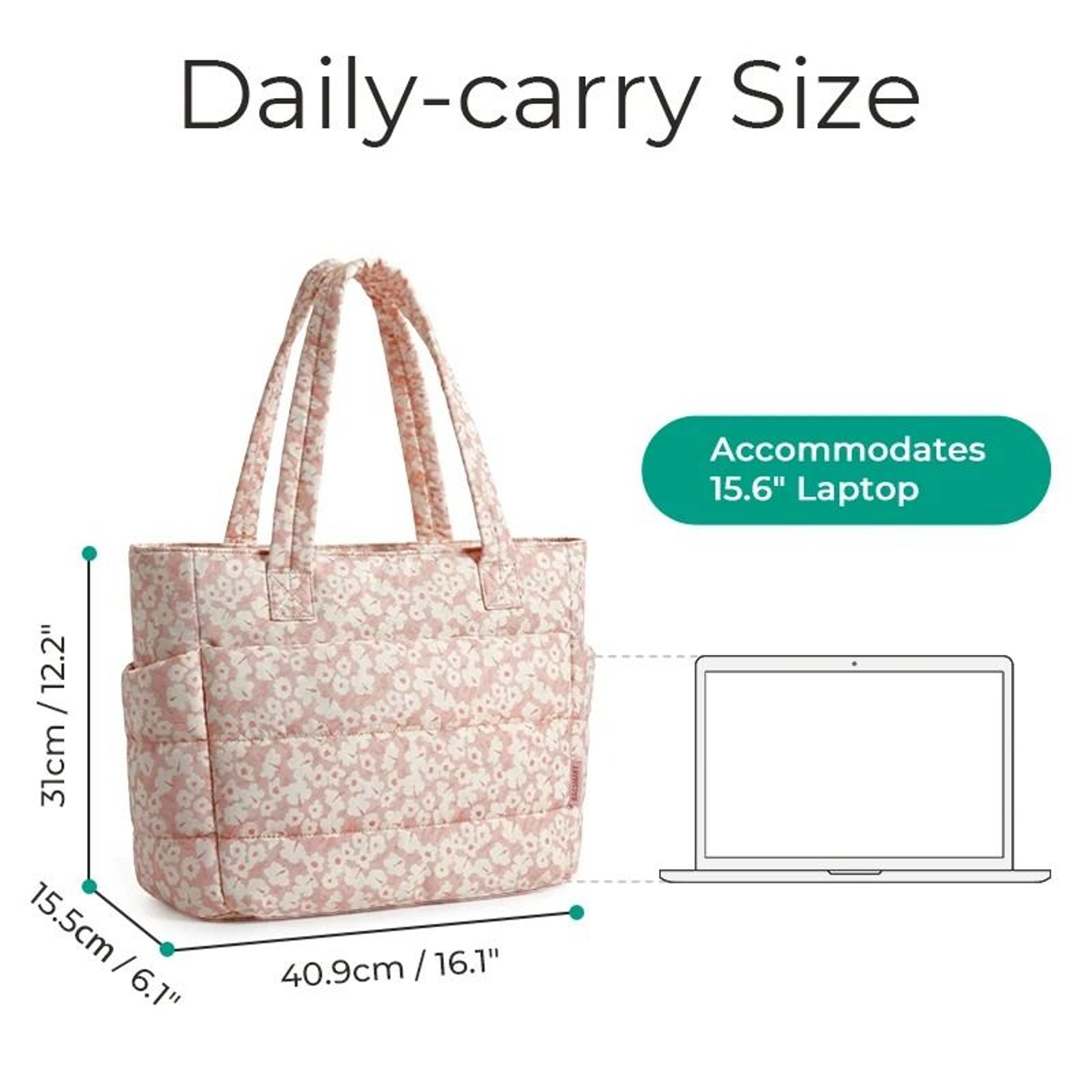 Padded Everyday College Shoulder Tote Bag 19