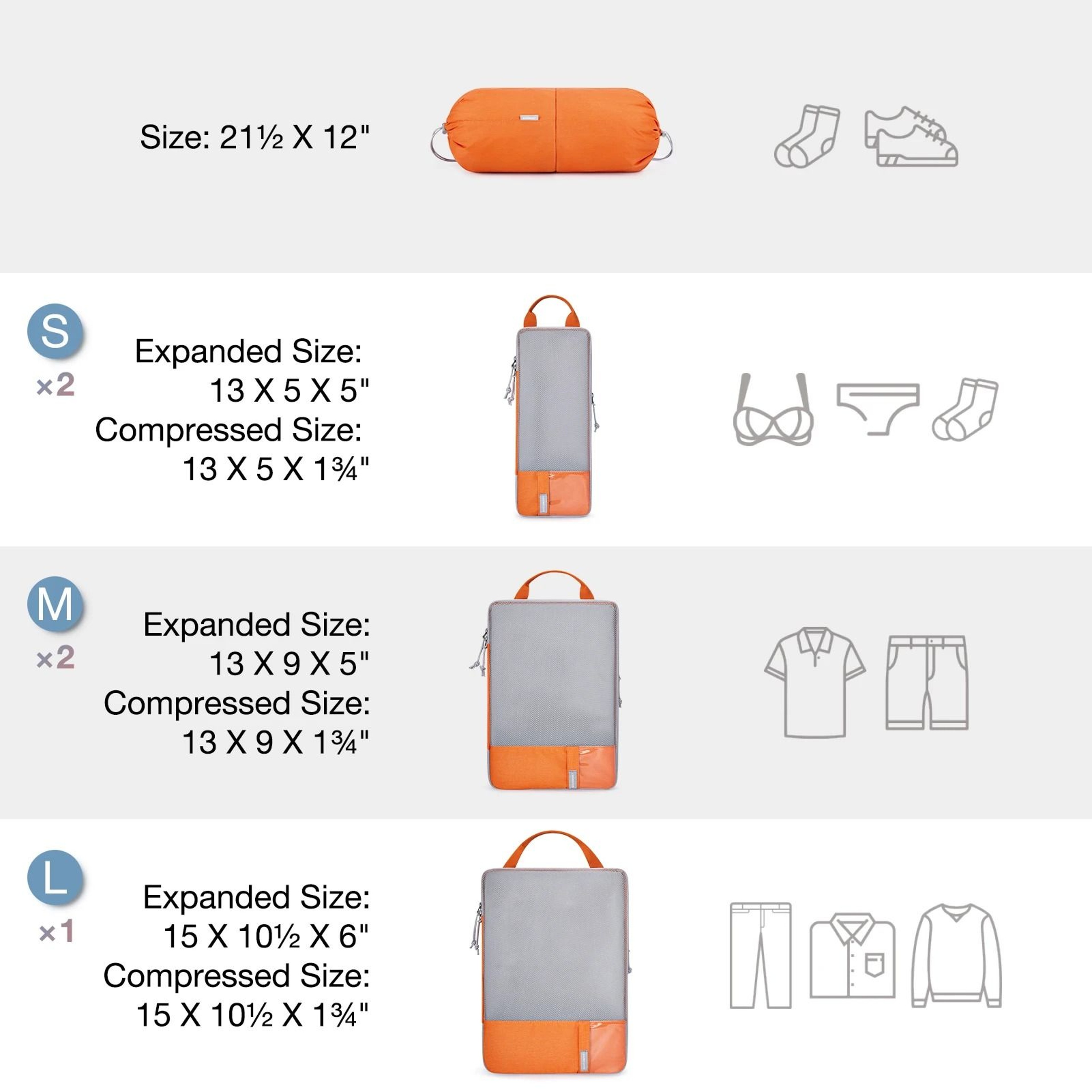 Space Saving Compression Packing Cube Set 4