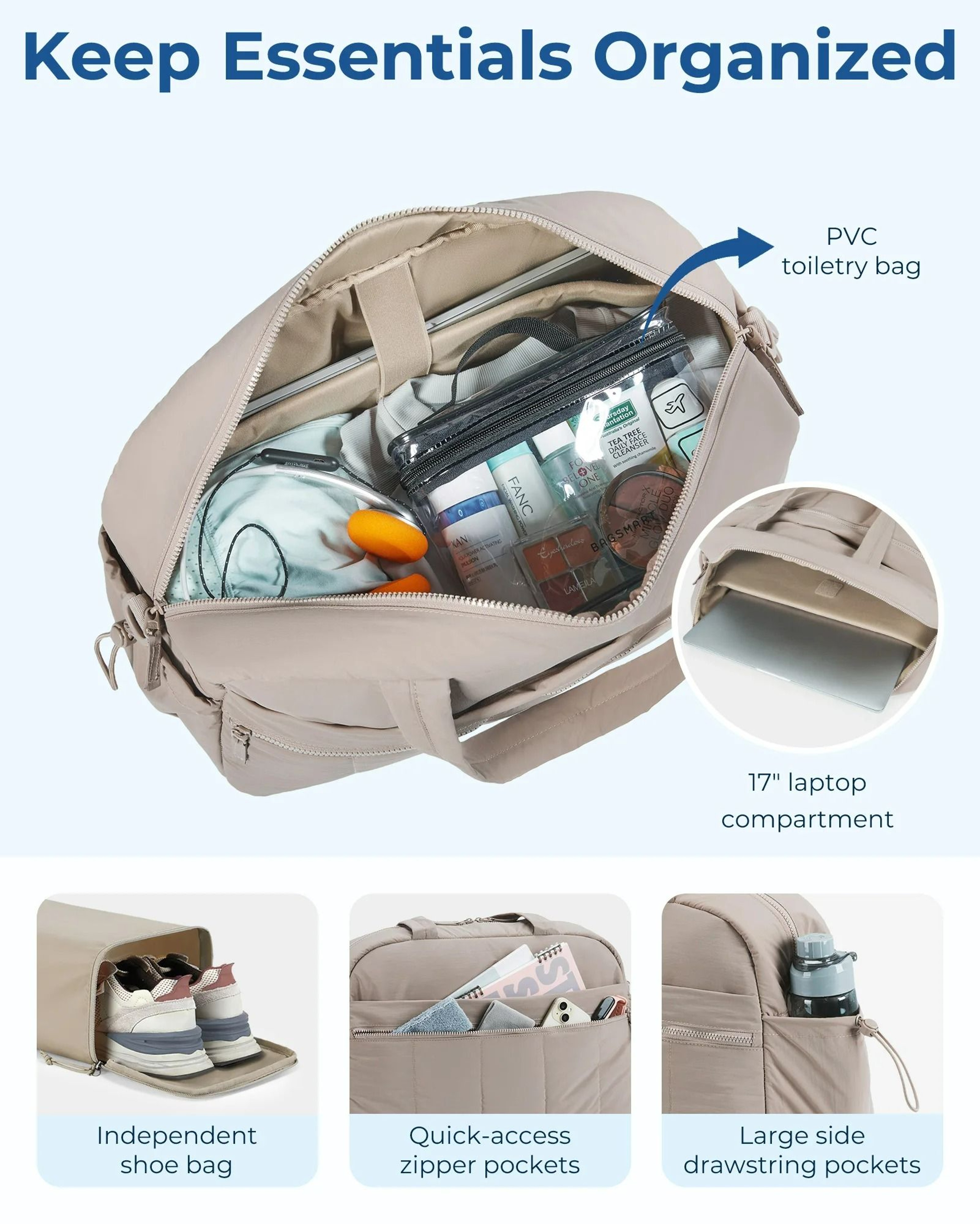 Three Piece Lightweight Weekender Duffel Bag Set 1