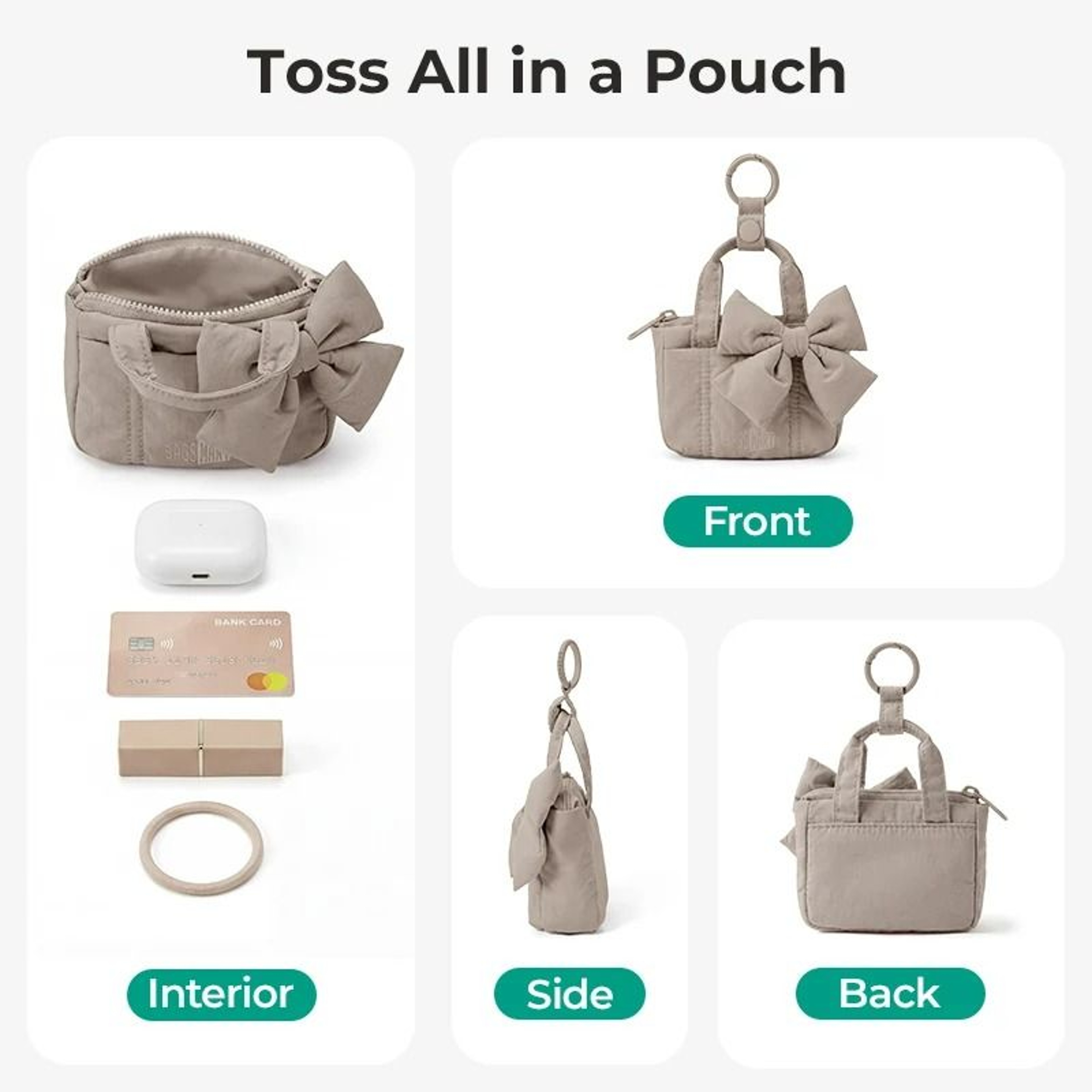 Mini Bow Water Resistant Cosmetic Storage Purse 4