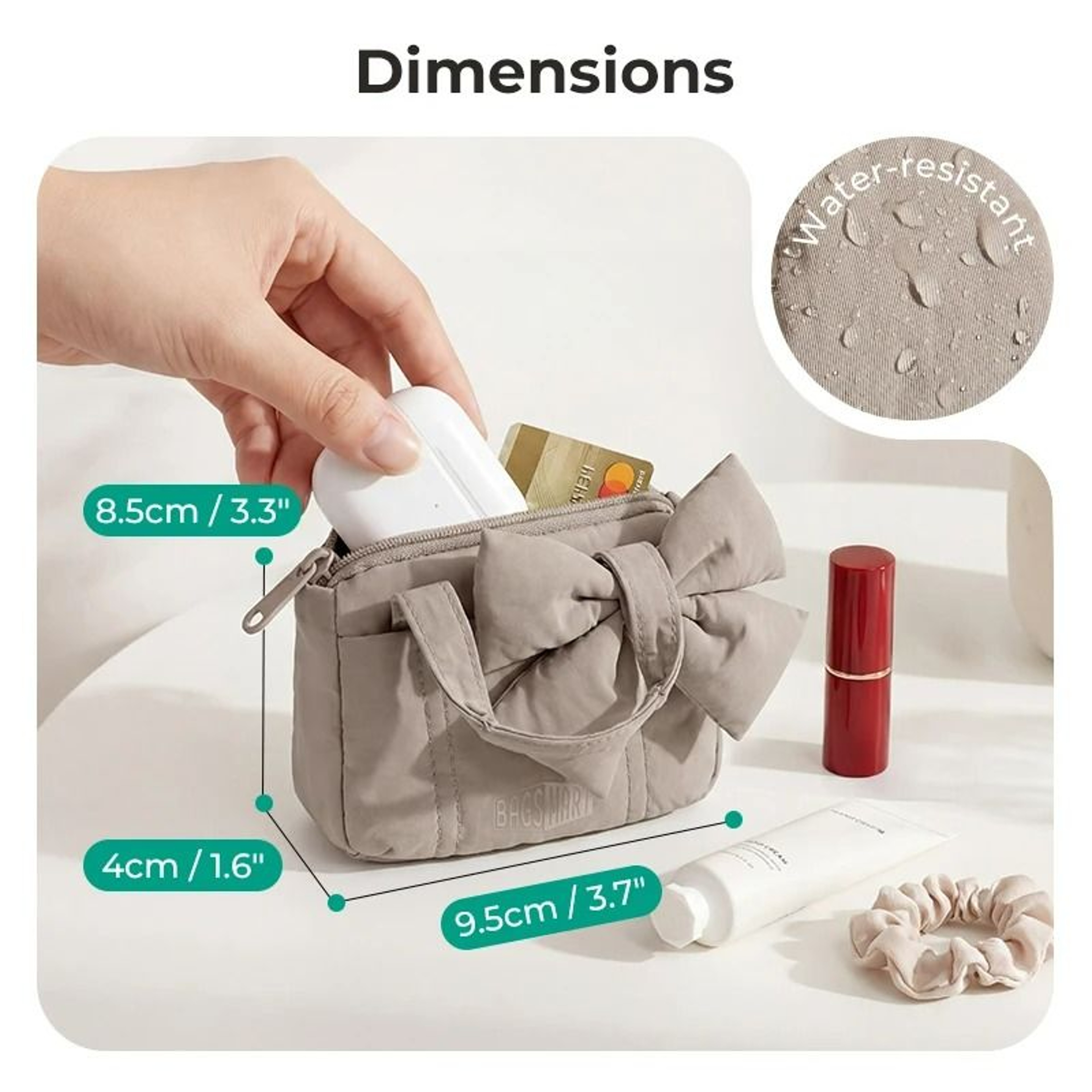 Mini Bow Water Resistant Cosmetic Storage Purse 2