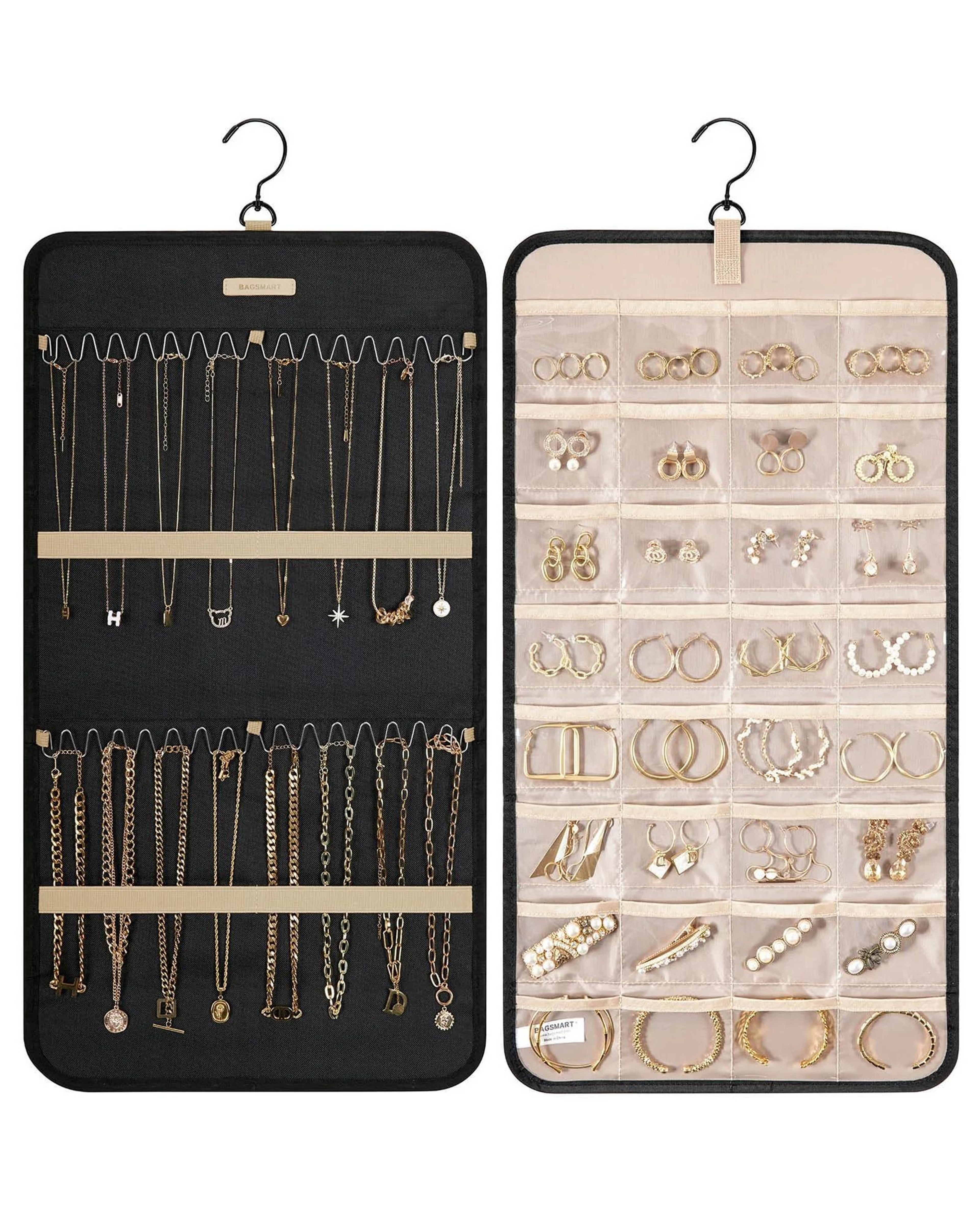 Double Sided Hanging Jewelry Organizer Roll 7
