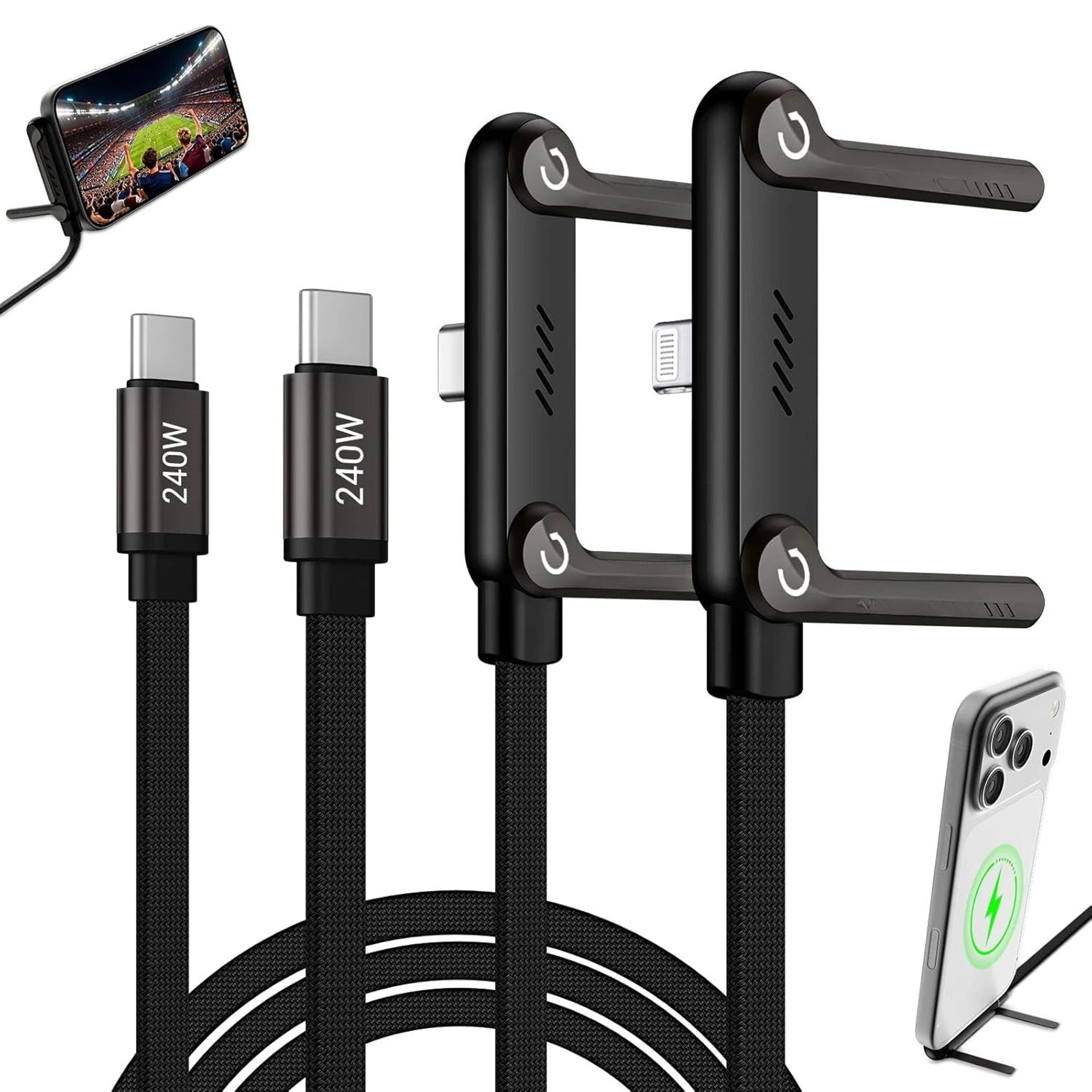 240W Type C Fast Charging Cable With Adjustable Stand 0