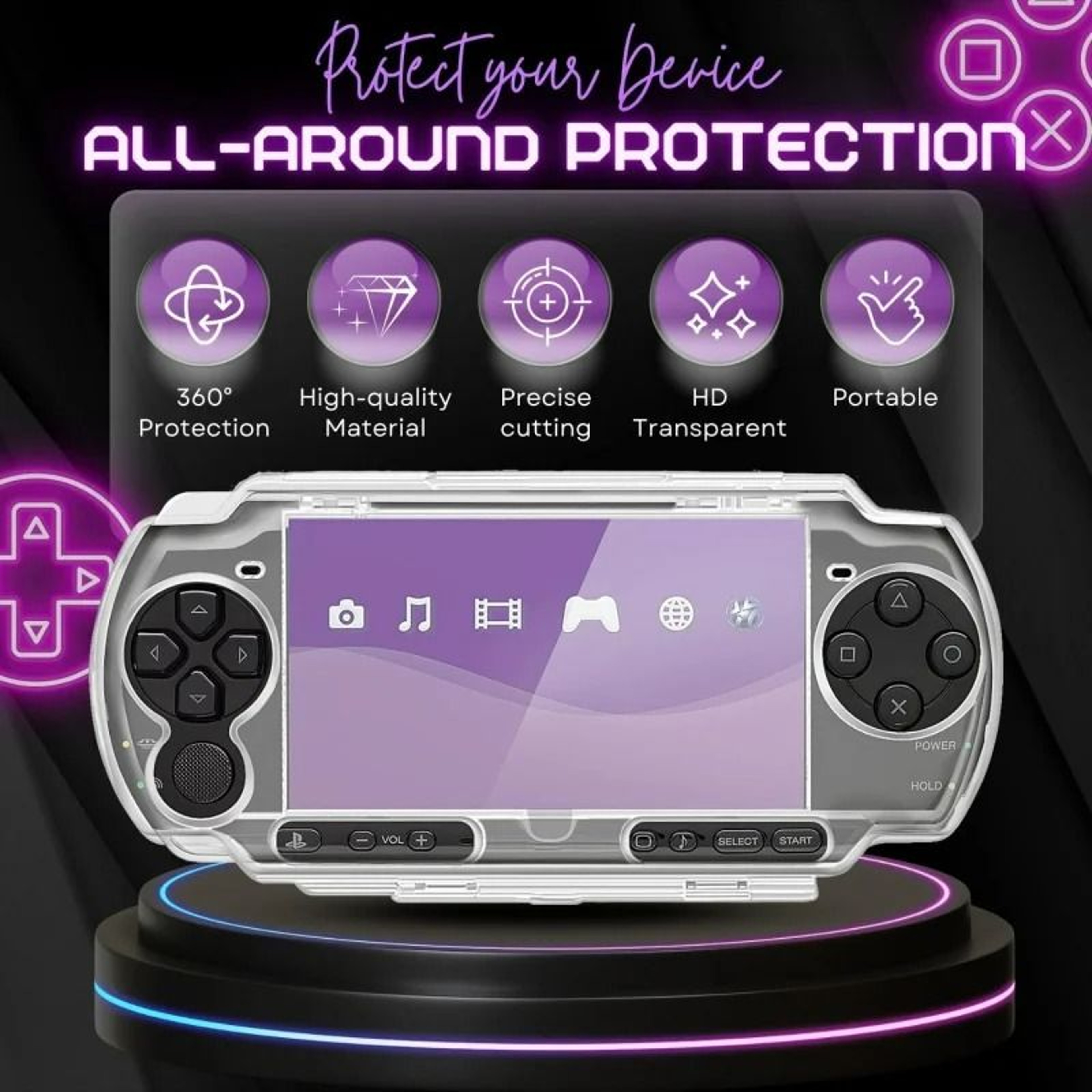 Crystal Clear Protective Shell For PSP 2000 And 3000 3