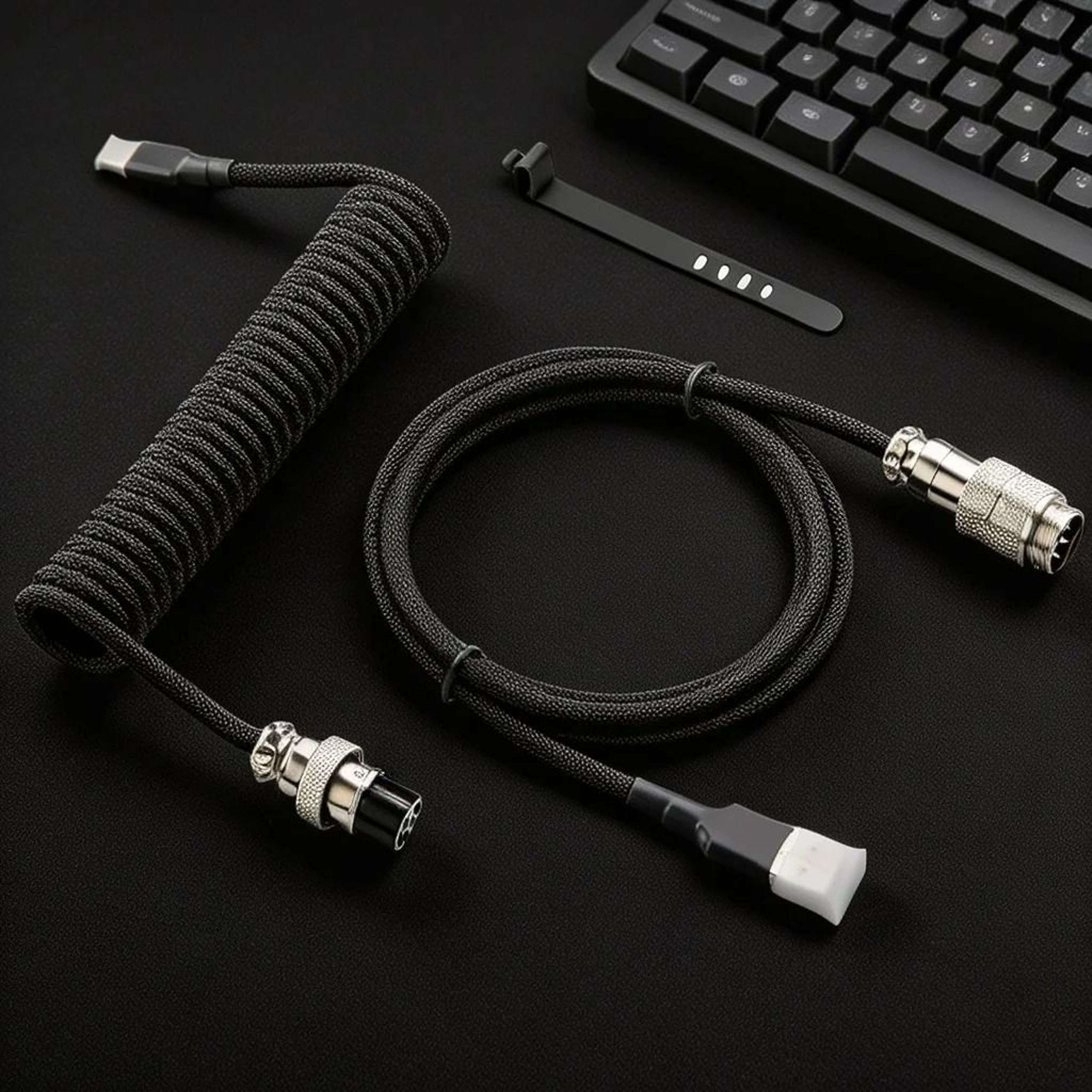Detachable Metal Aviator Coiled USB C Keyboard Cable 0