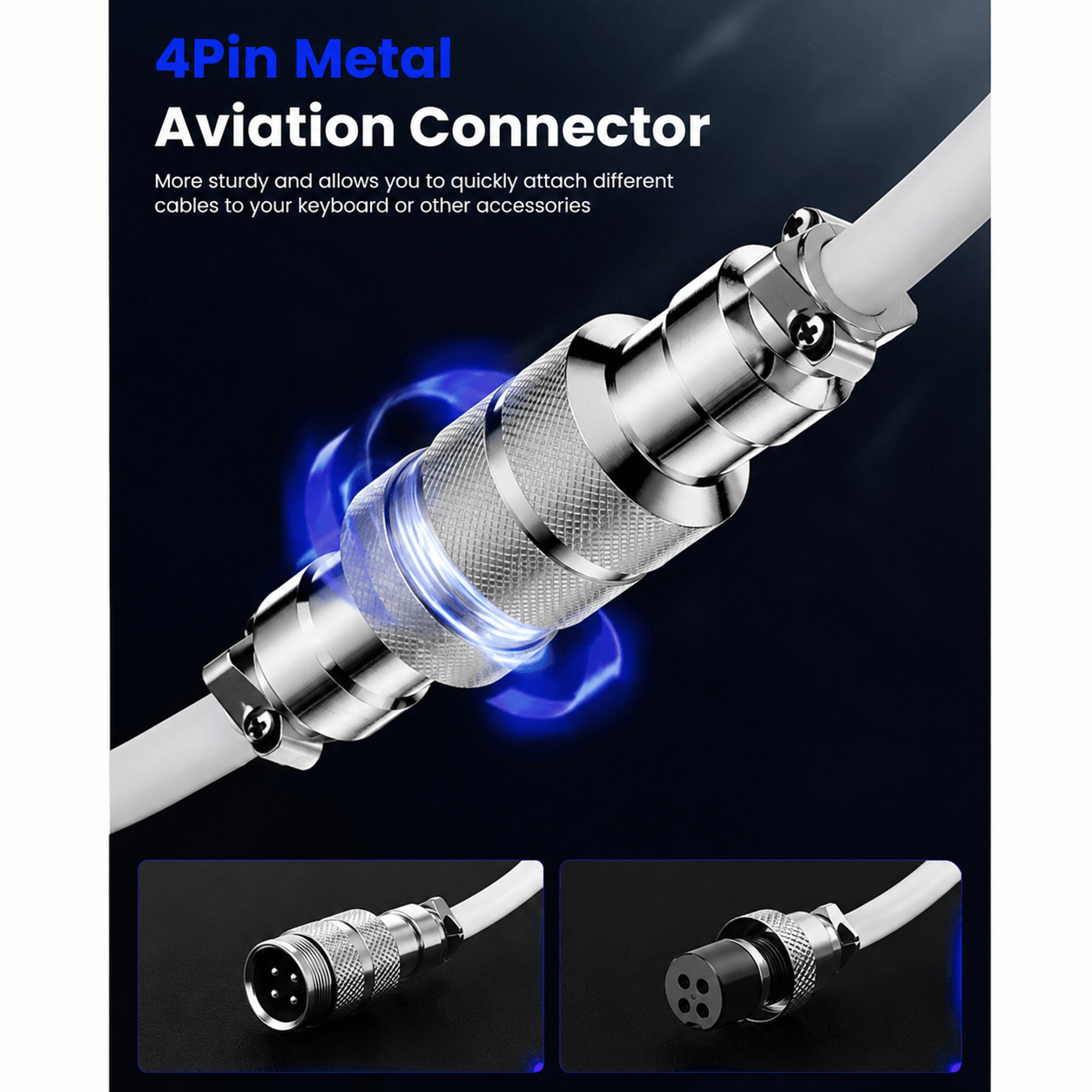 70 Inch Braided USB C Coiled Aviator Keyboard Cable 1