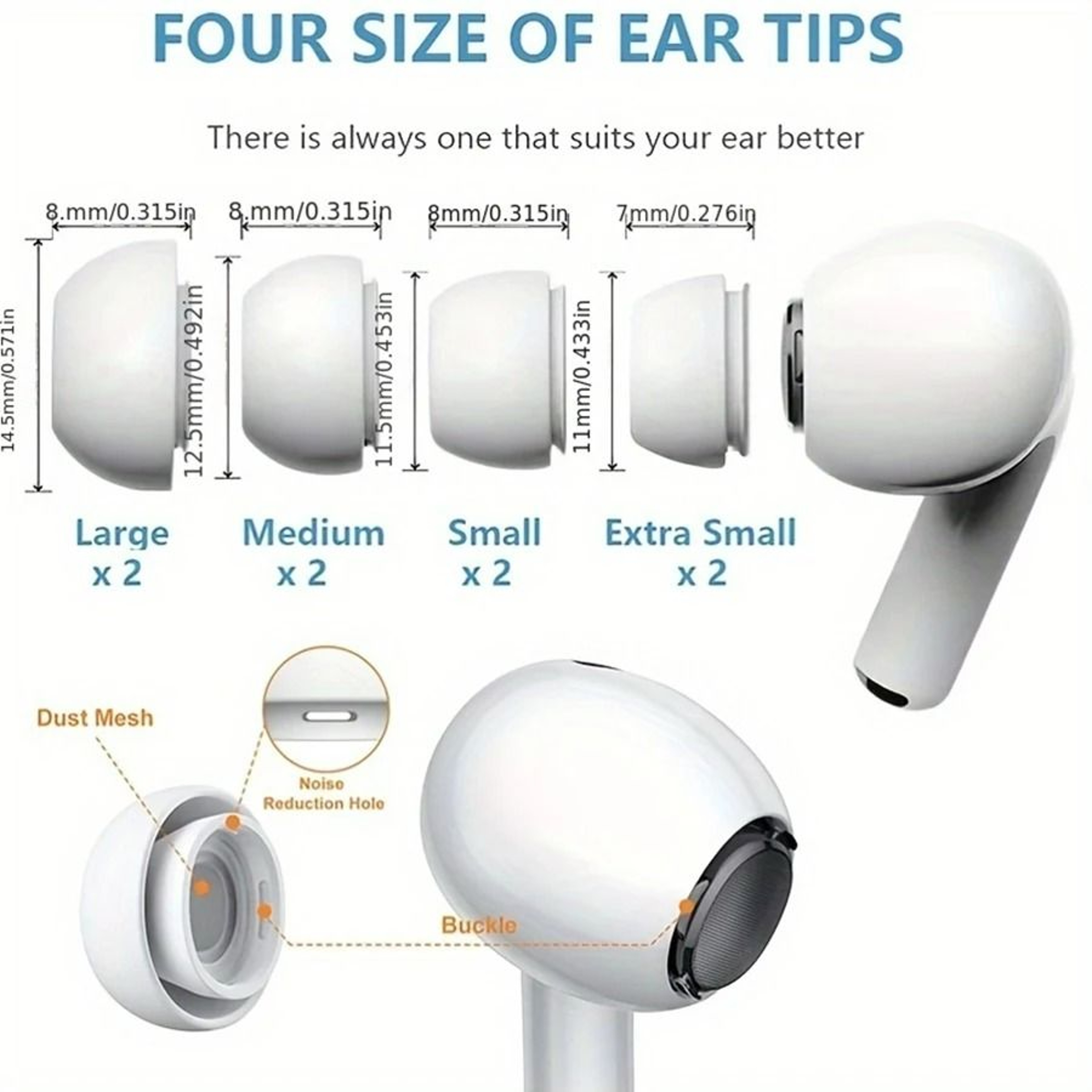 4 Pair Liquid Silicone Ear Tips With Cleaning Pen 5