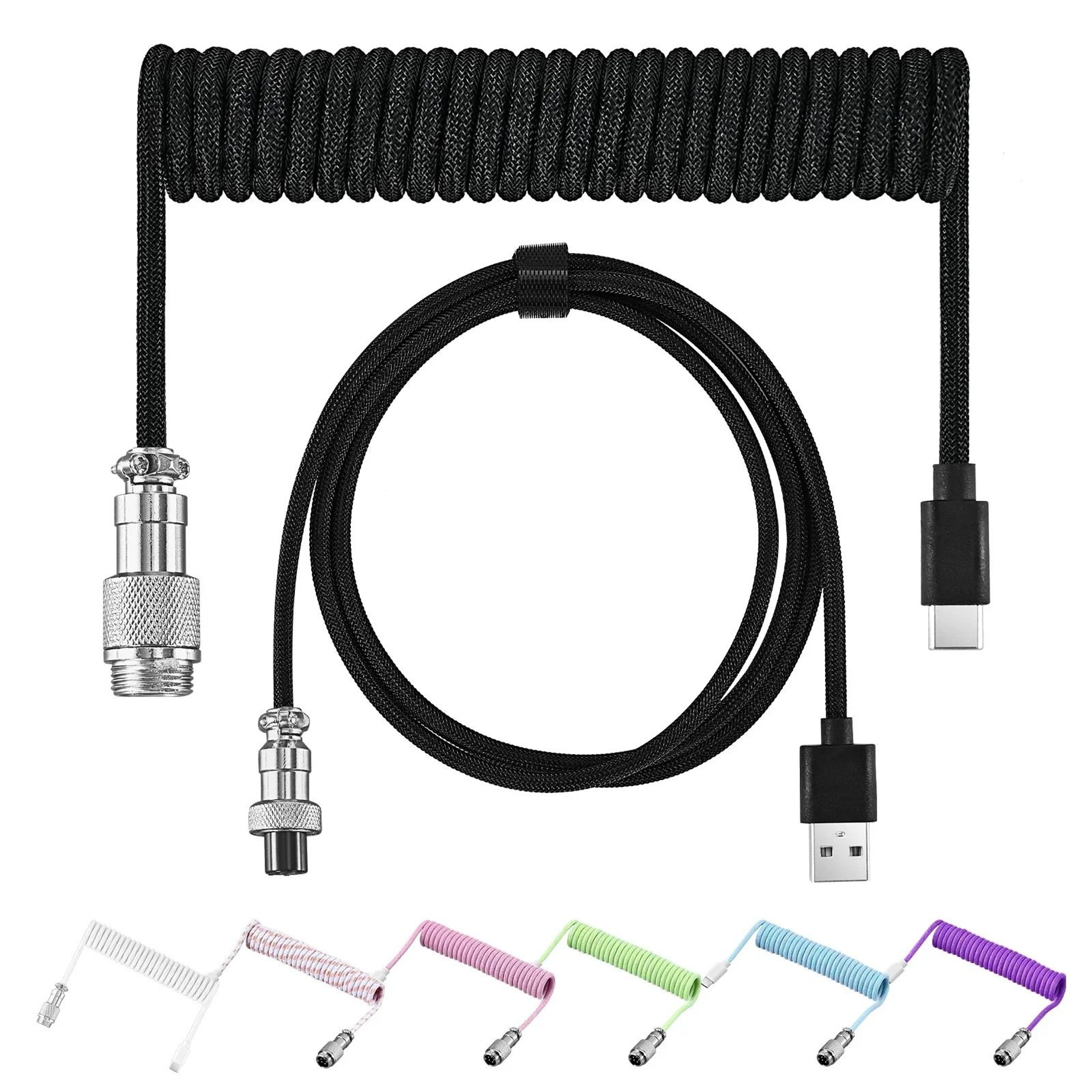 Colorful Coiled USB C Aviator Keyboard Cable 1