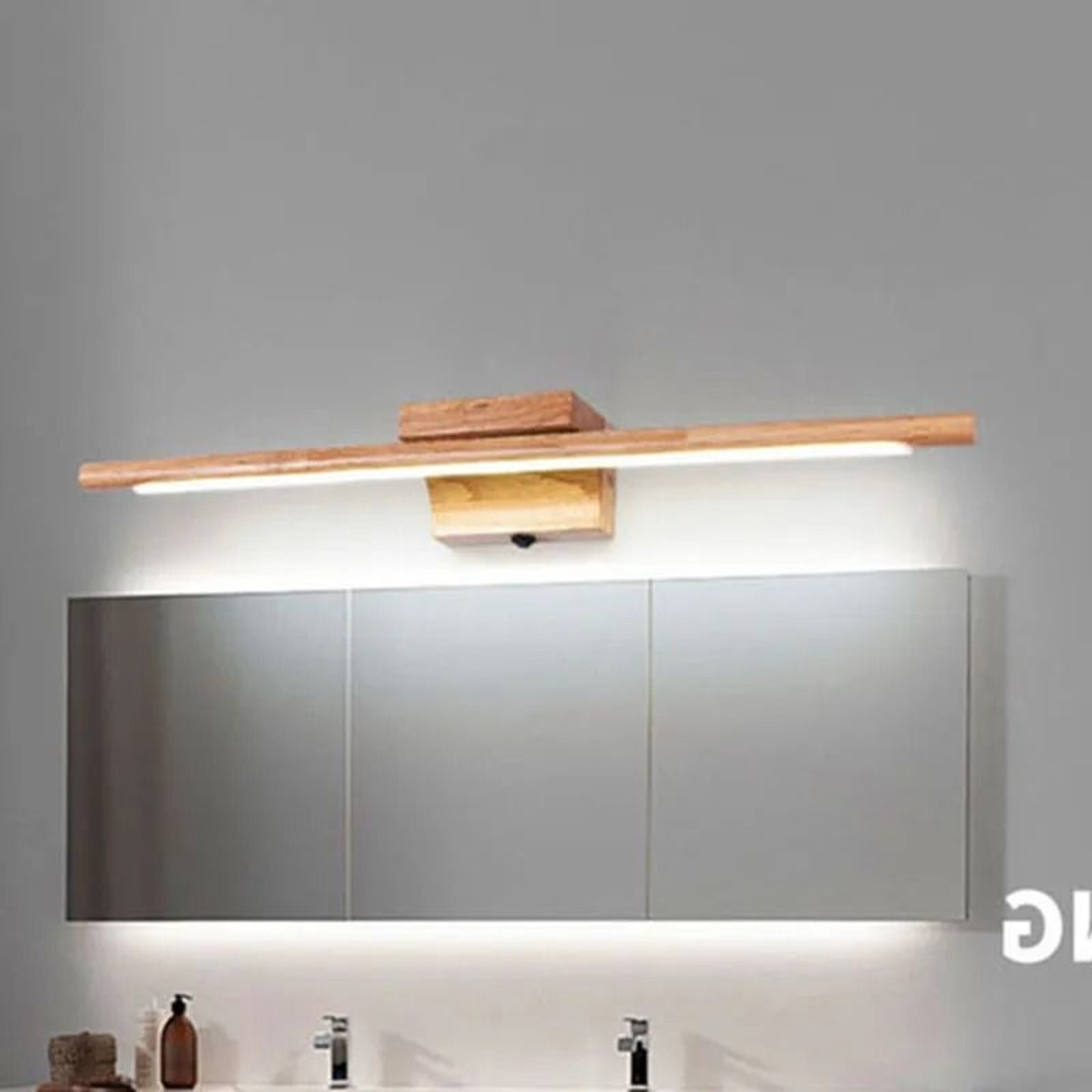 Nordic Solid Wood Mirror Wall Sconce 2