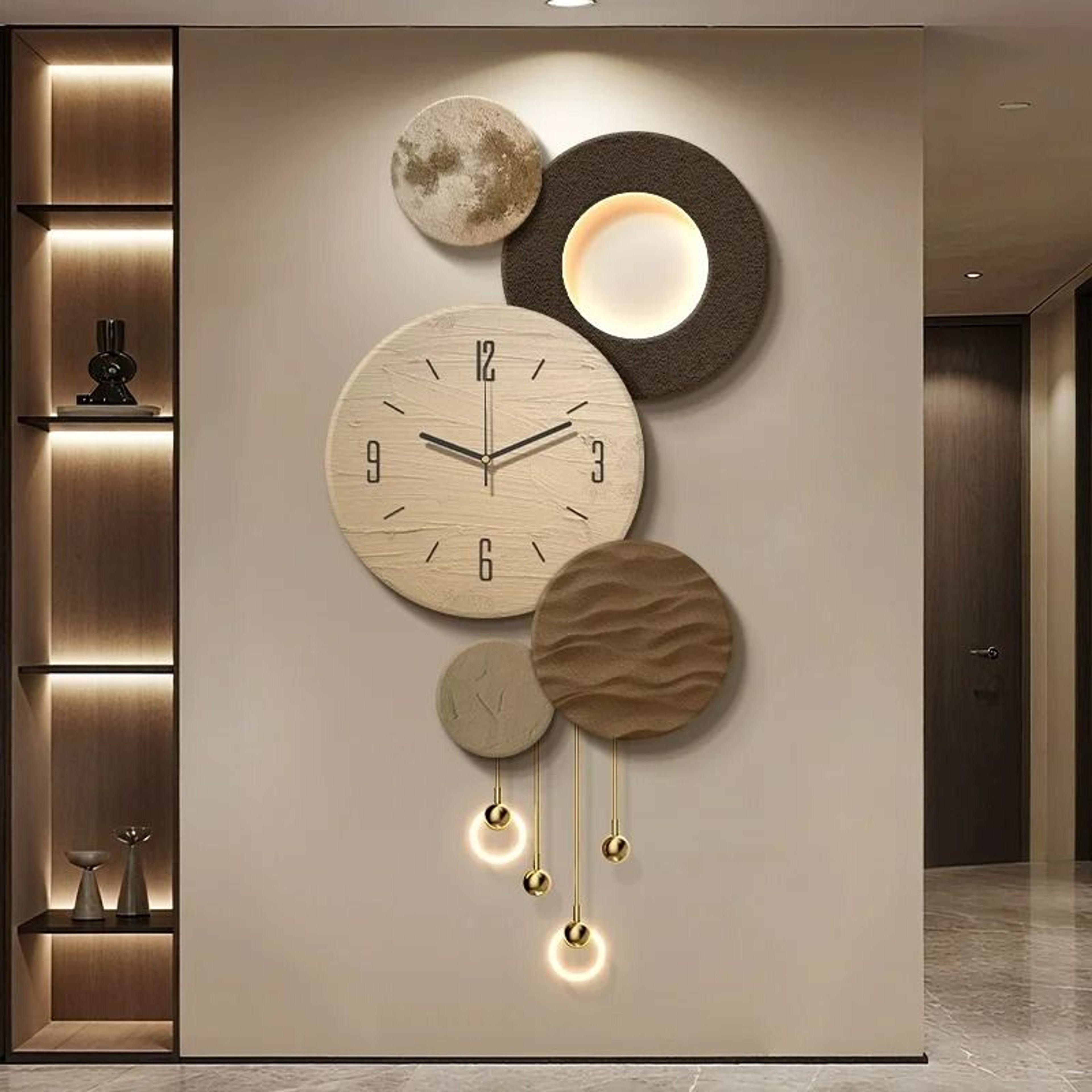 Lunar Sandstone LED Wall Clock Light 2