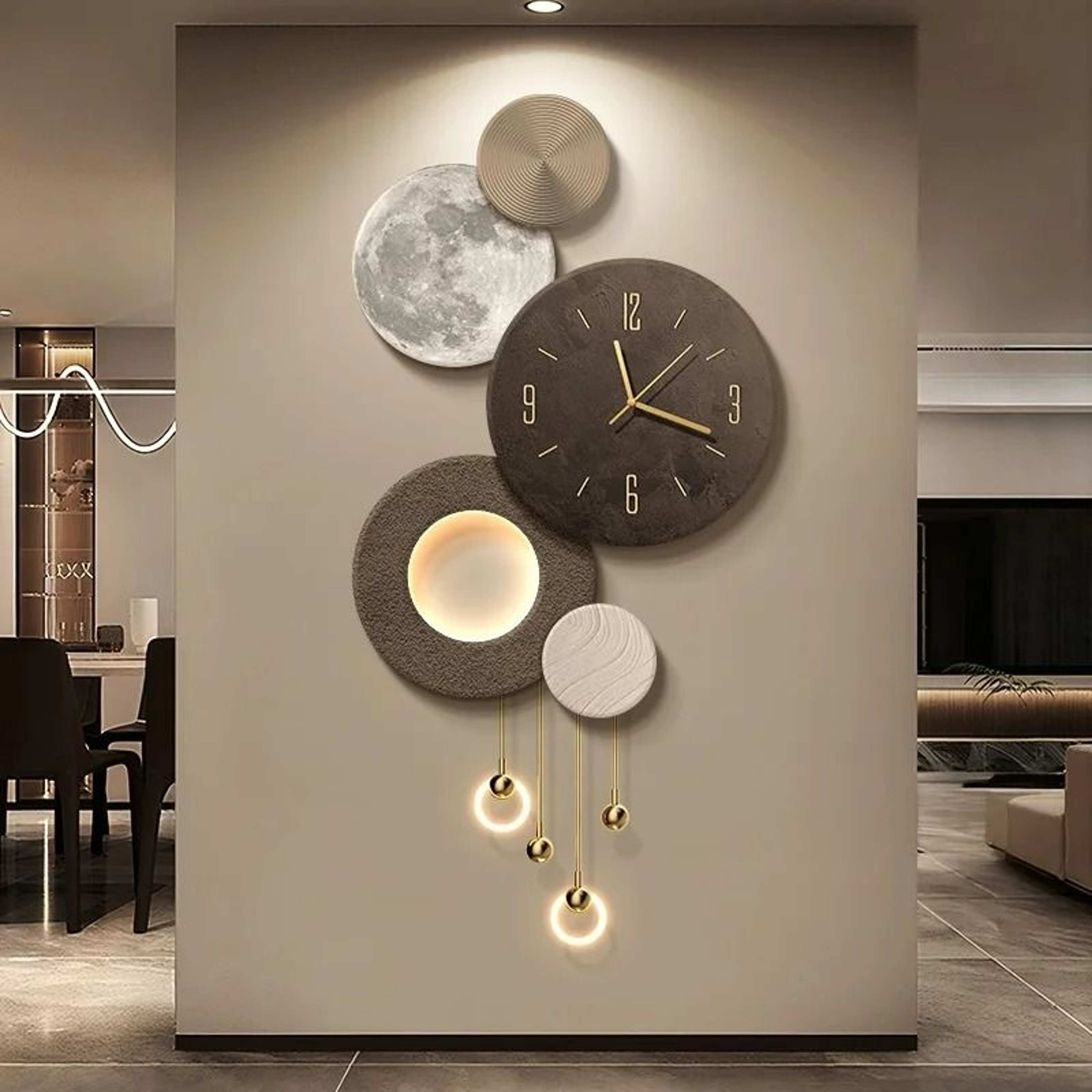 Lunar Sandstone LED Wall Clock Light 4