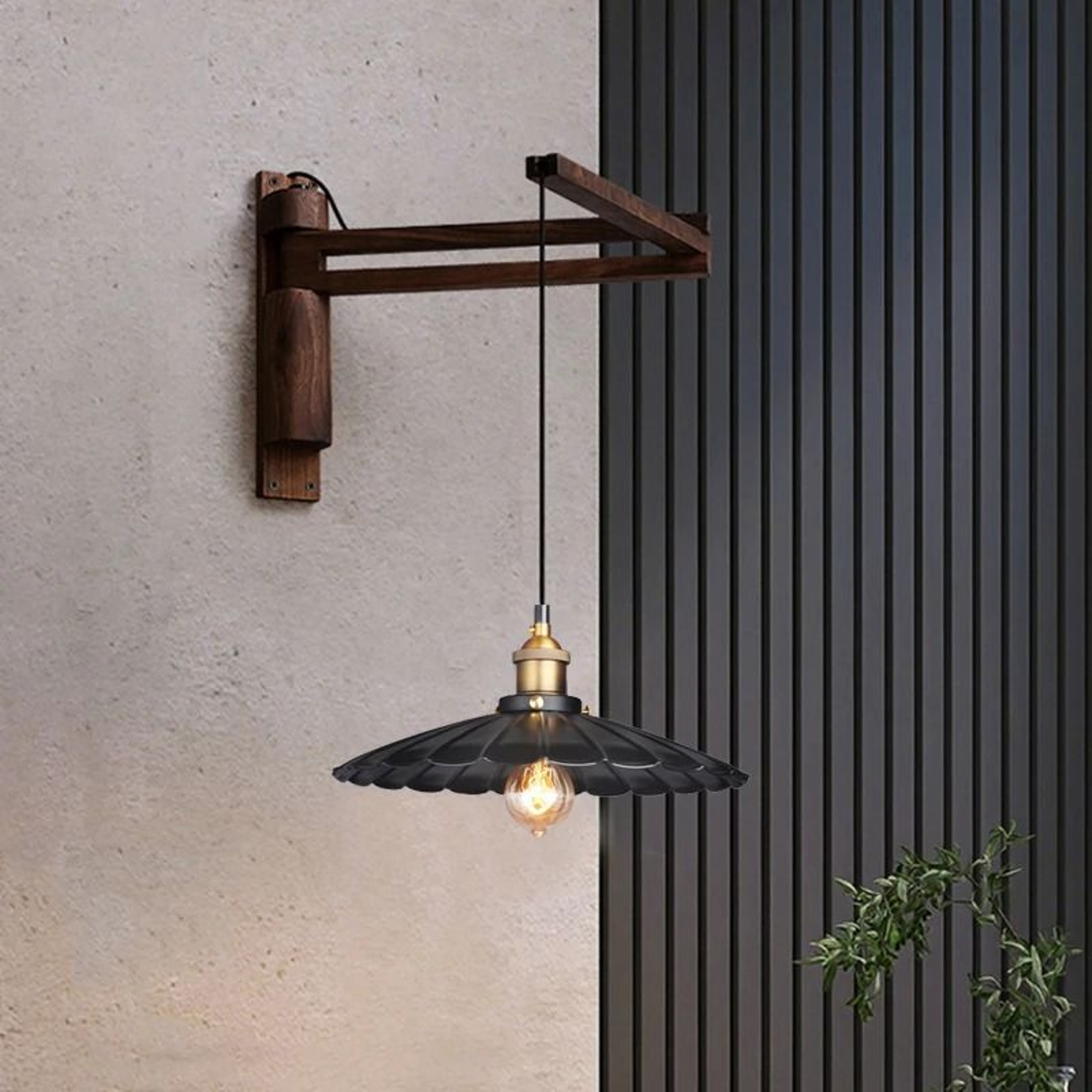 Japanese Solid Wood Folding Wall Lamp 0